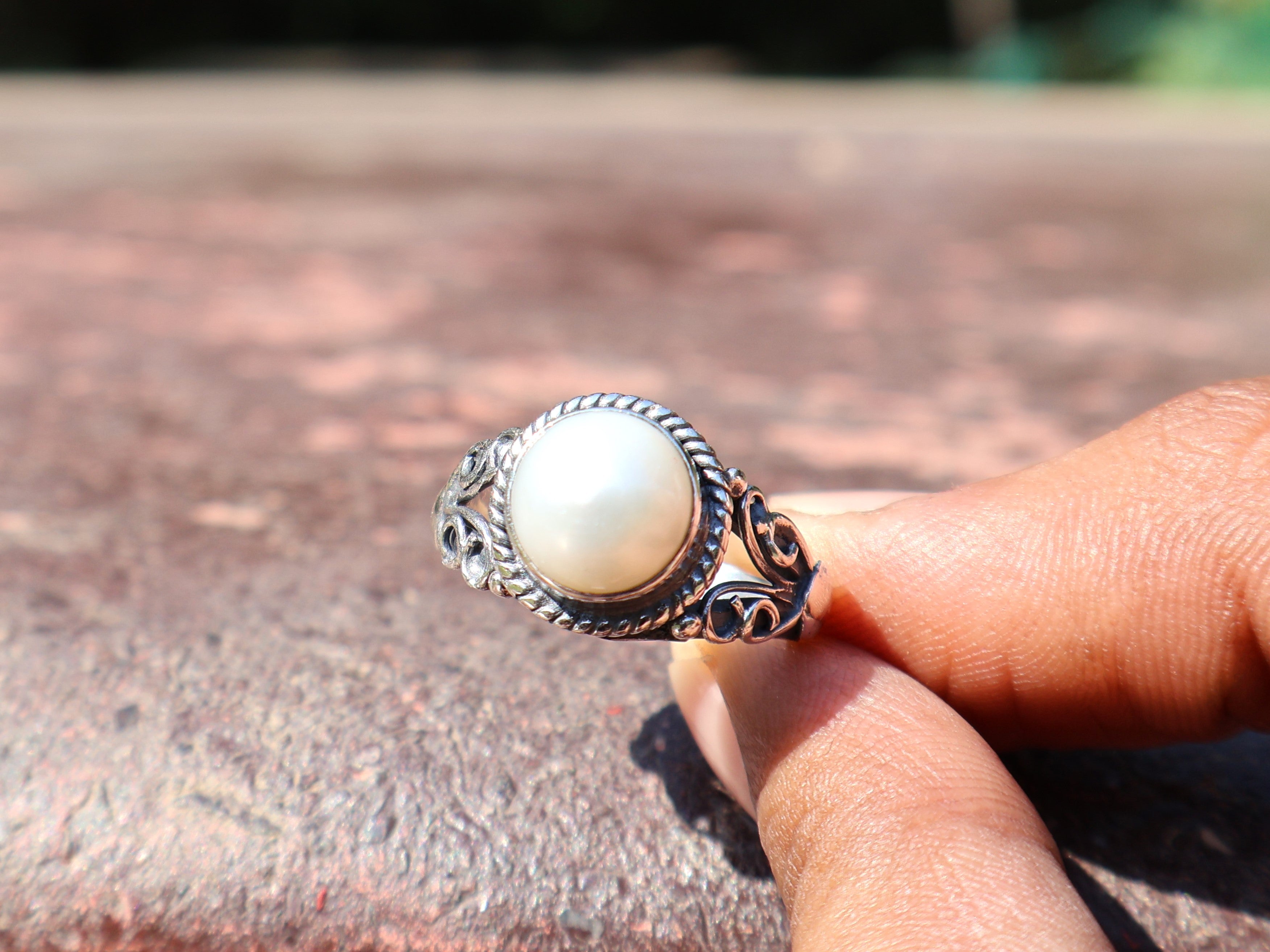 Süßwasser Perlenring 925 Silber Statement Ring Handgemachter Ring Geschenk für Sie Boho Zierlicher Ring