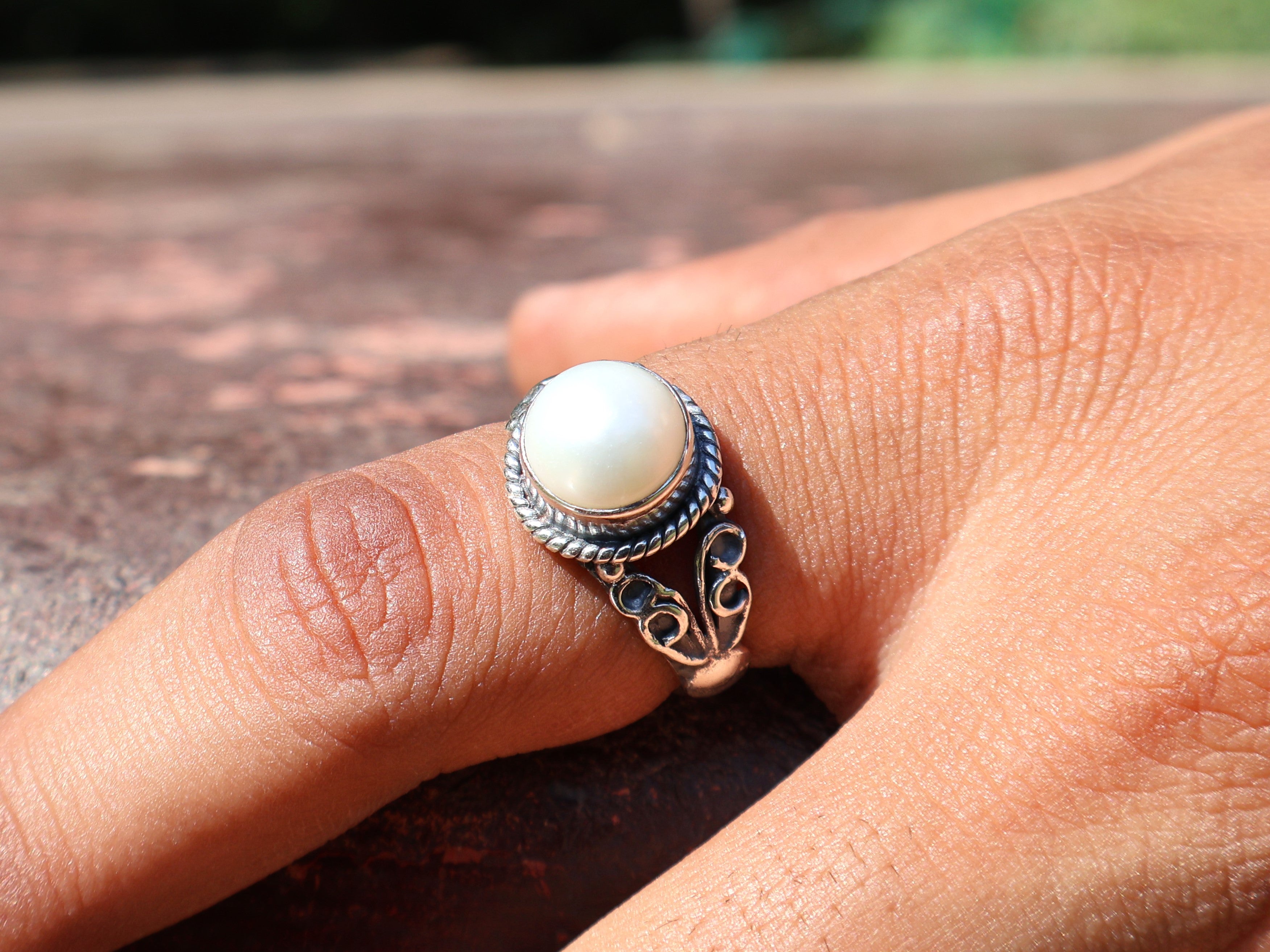 Süßwasser Perlenring 925 Silber Statement Ring Handgemachter Ring Geschenk für Sie Boho Zierlicher Ring