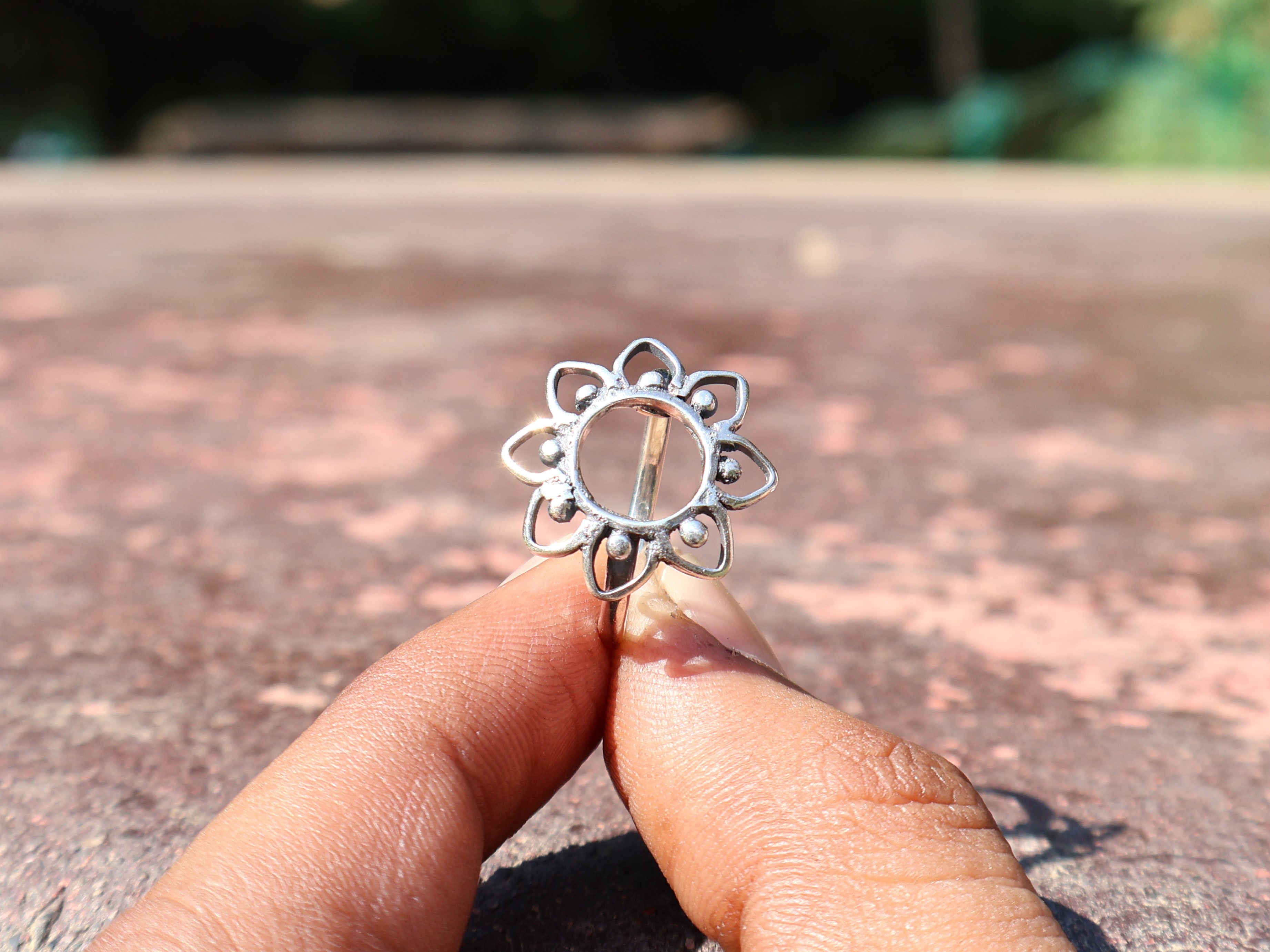 Blumenring 925 Sterling Silber Statement Ring Handgemachter Ring Geschenk für Sie Böhmischer Schmuck