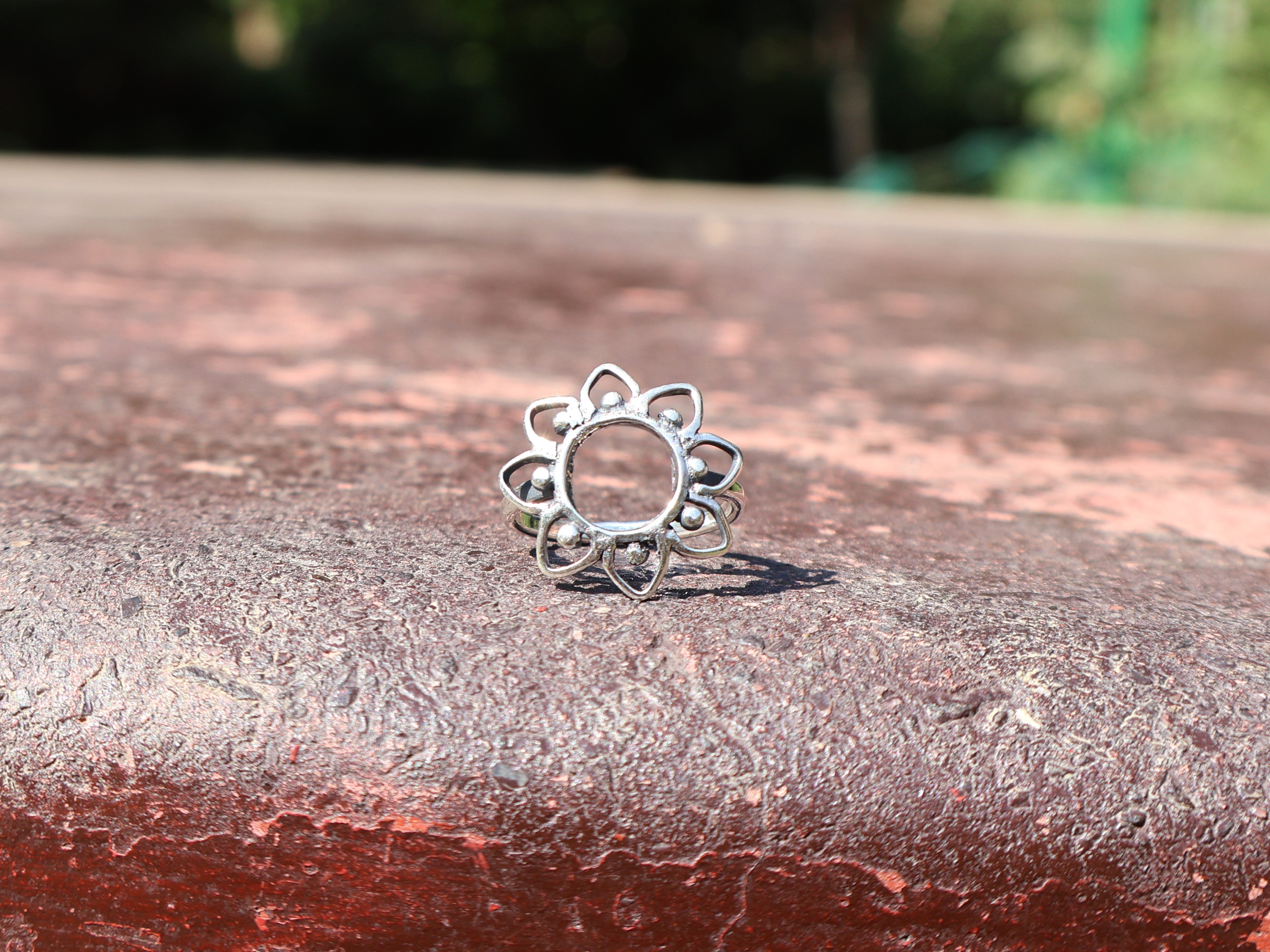 Blumenring 925 Sterling Silber Statement Ring Handgemachter Ring Geschenk für Sie Böhmischer Schmuck