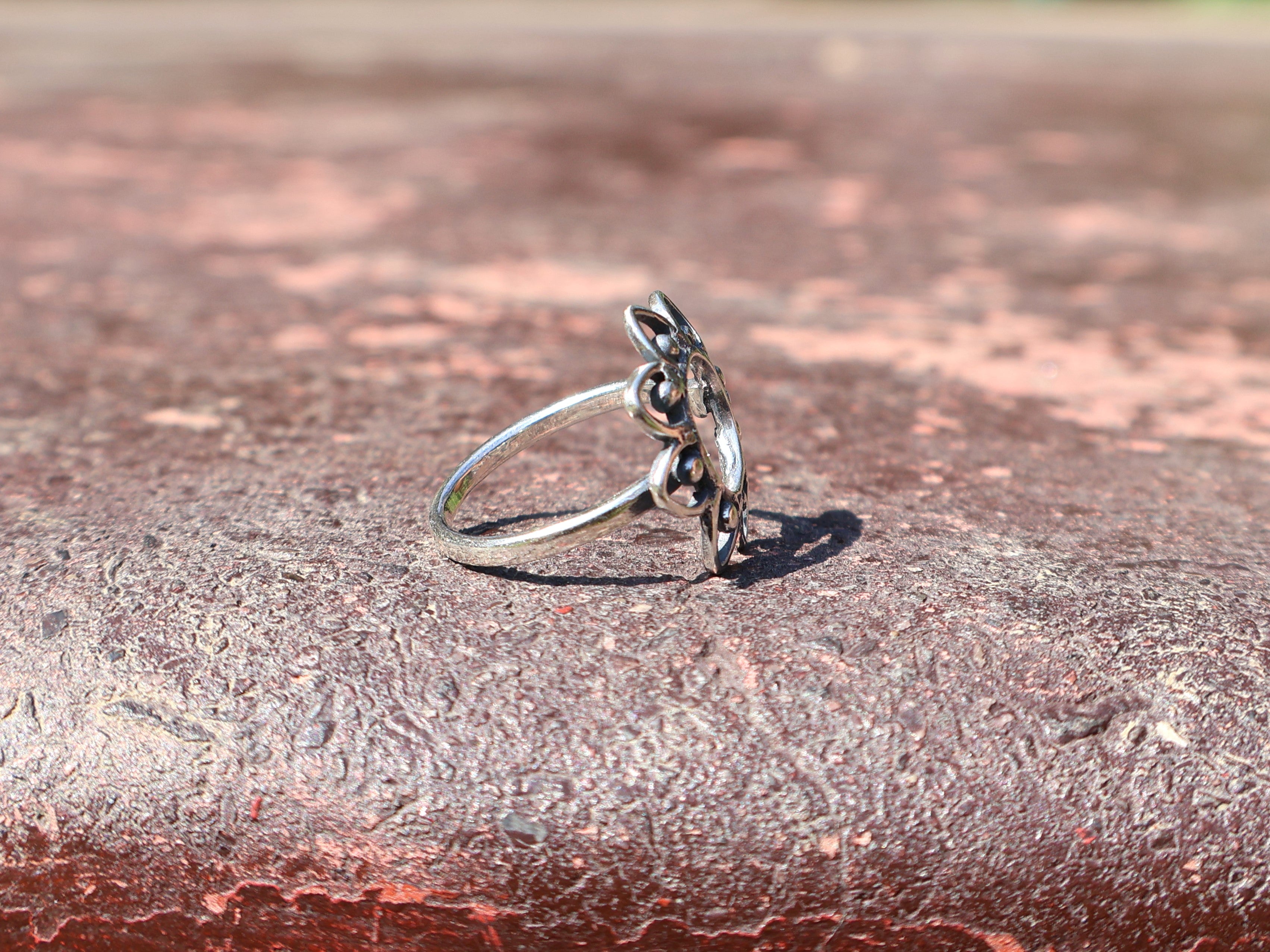 Blumenring 925 Sterling Silber Statement Ring Handgemachter Ring Geschenk für Sie Böhmischer Schmuck