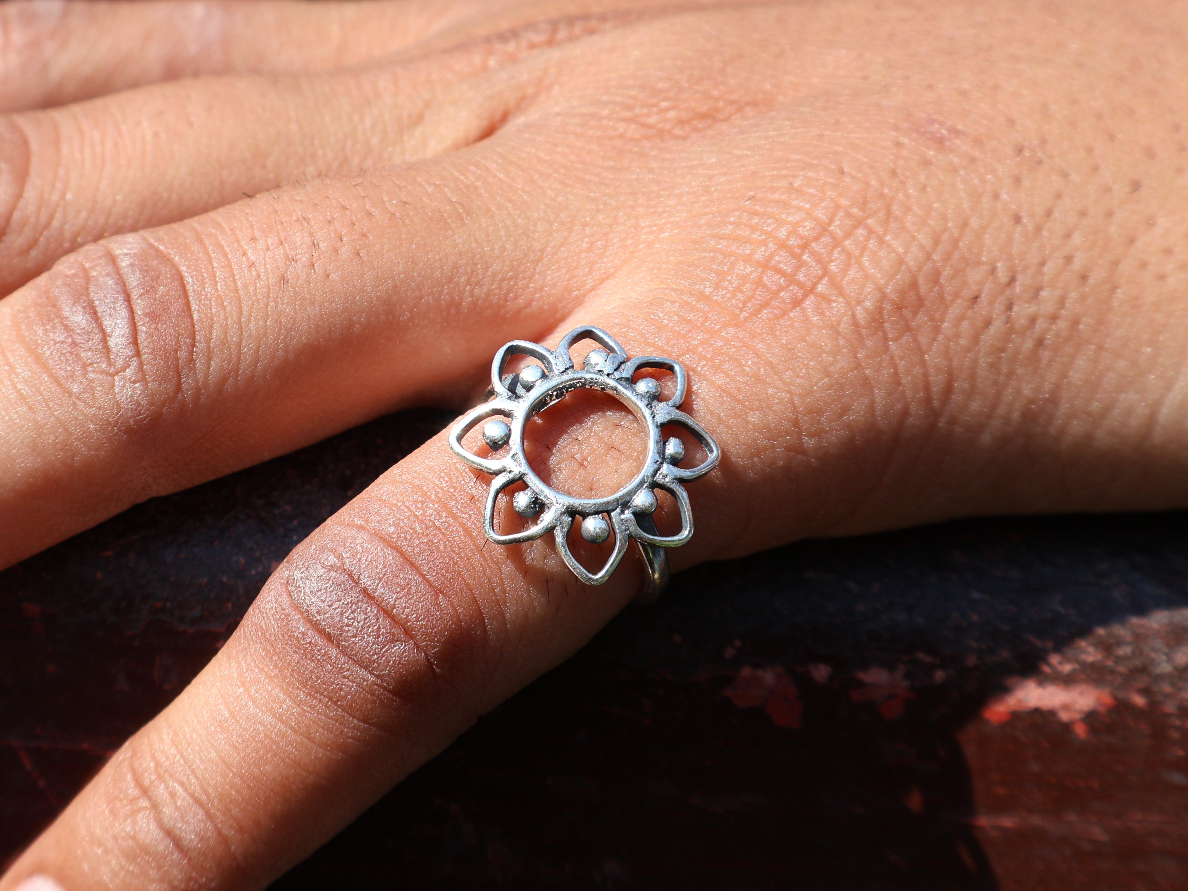 Blumenring 925 Sterling Silber Statement Ring Handgemachter Ring Geschenk für Sie Böhmischer Schmuck