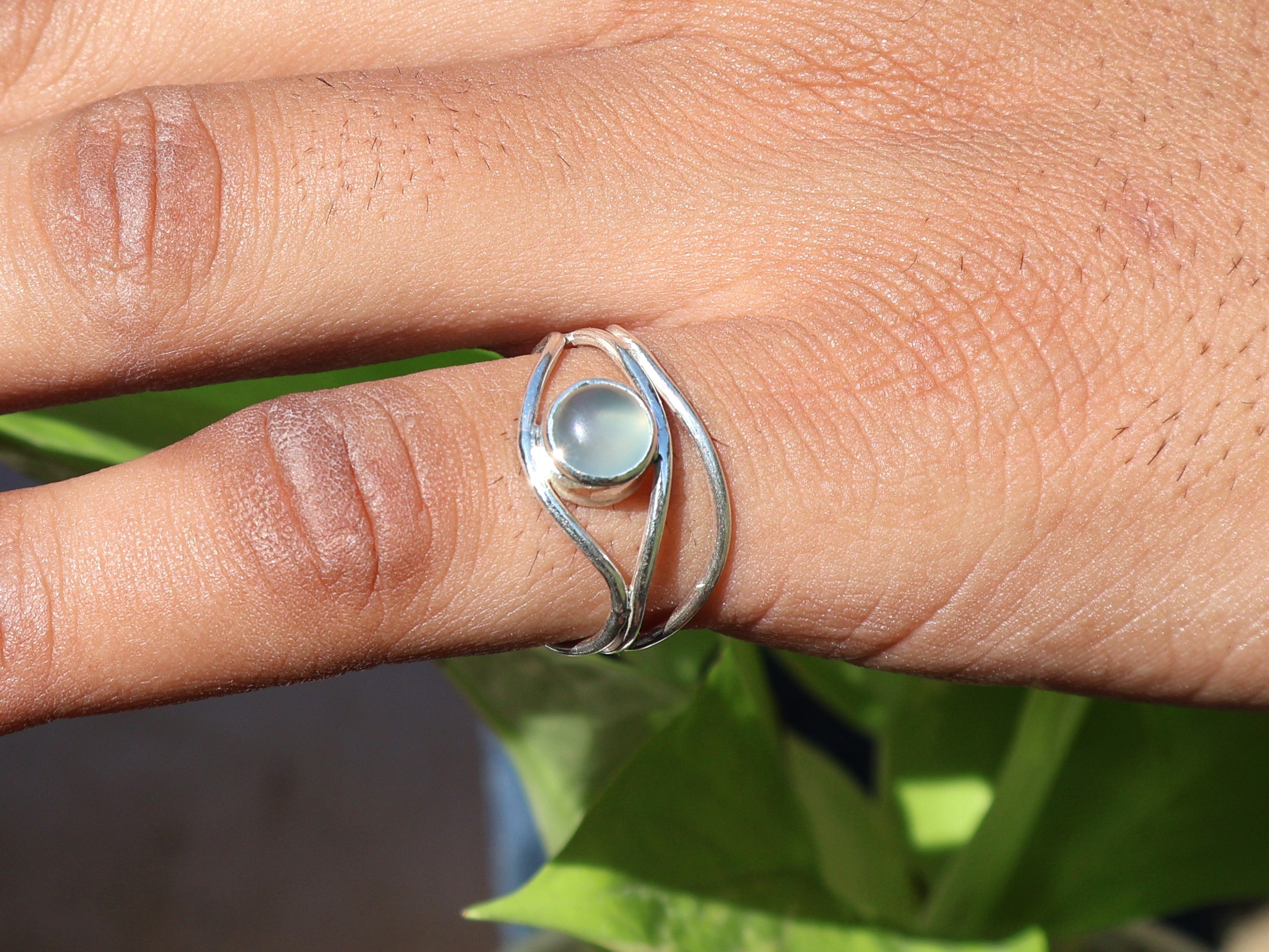 Aqua Chalcedon Ring 925 Sterling Silber Ring Boho März Geburtsstein Ring Blauer Chalcedon Handgemachter Statement Silberring