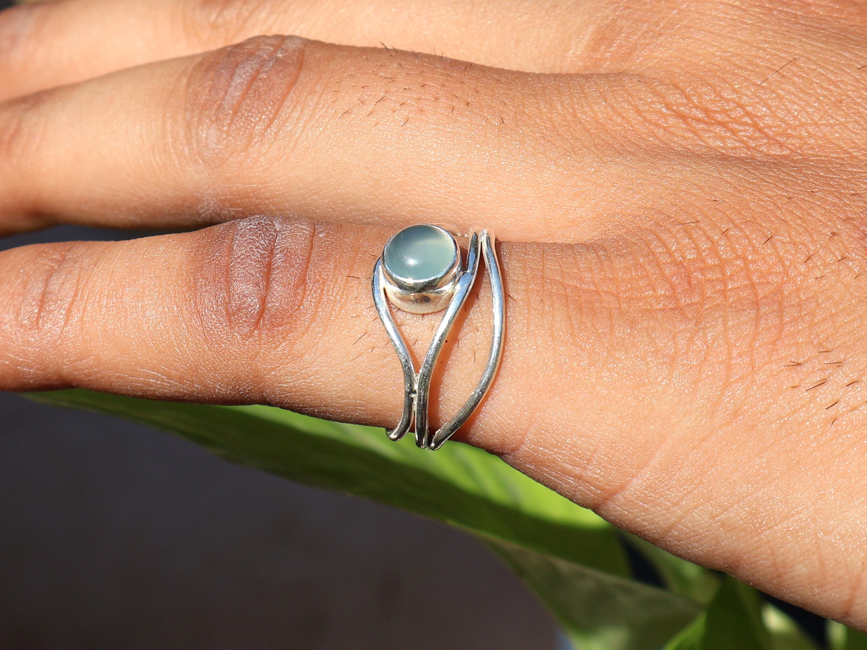 Aqua Chalcedon Ring 925 Sterling Silber Ring Boho März Geburtsstein Ring Blauer Chalcedon Handgemachter Statement Silberring