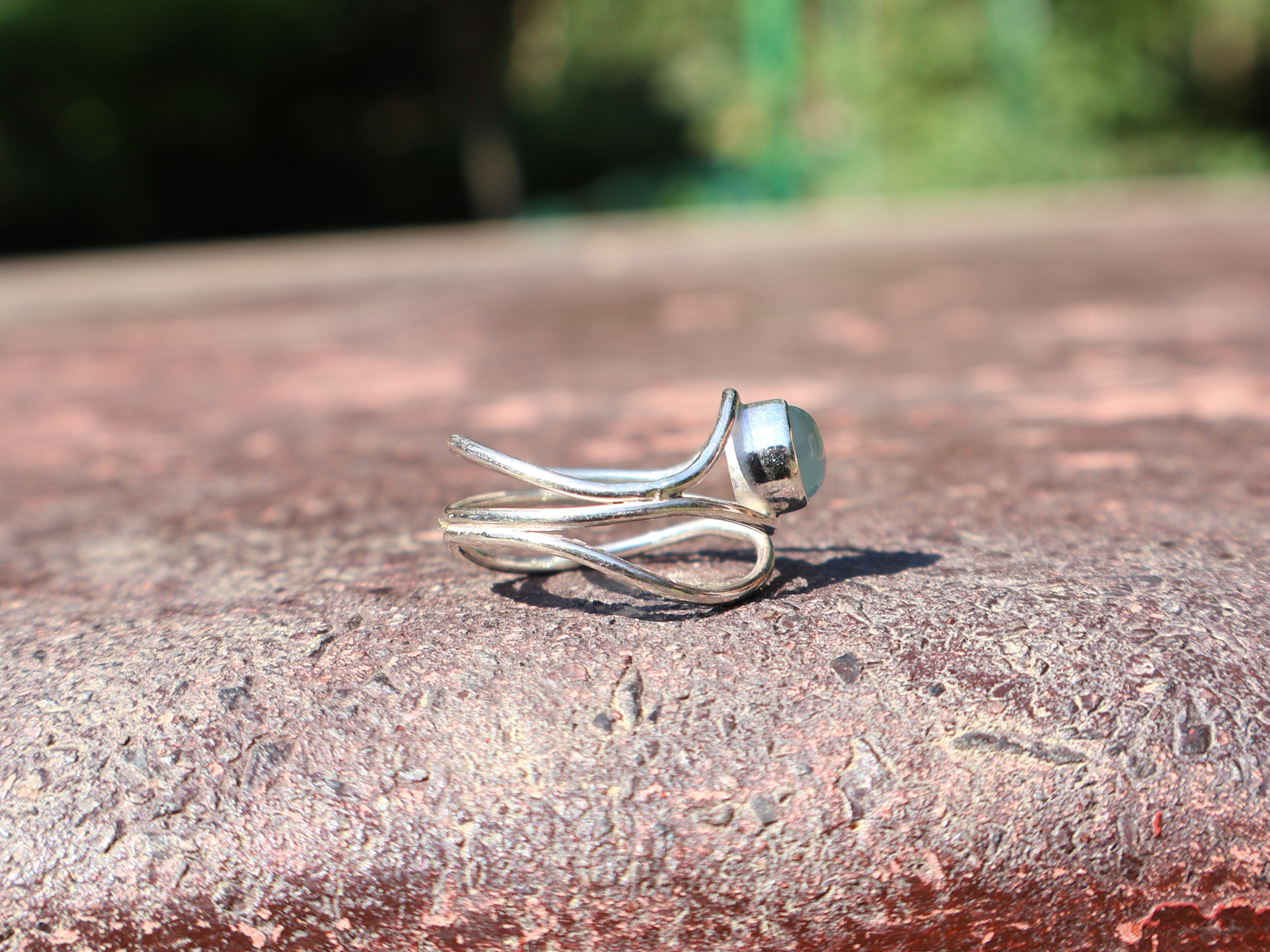 Aqua Chalcedon Ring 925 Sterling Silber Ring Boho März Geburtsstein Ring Blauer Chalcedon Handgemachter Statement Silberring