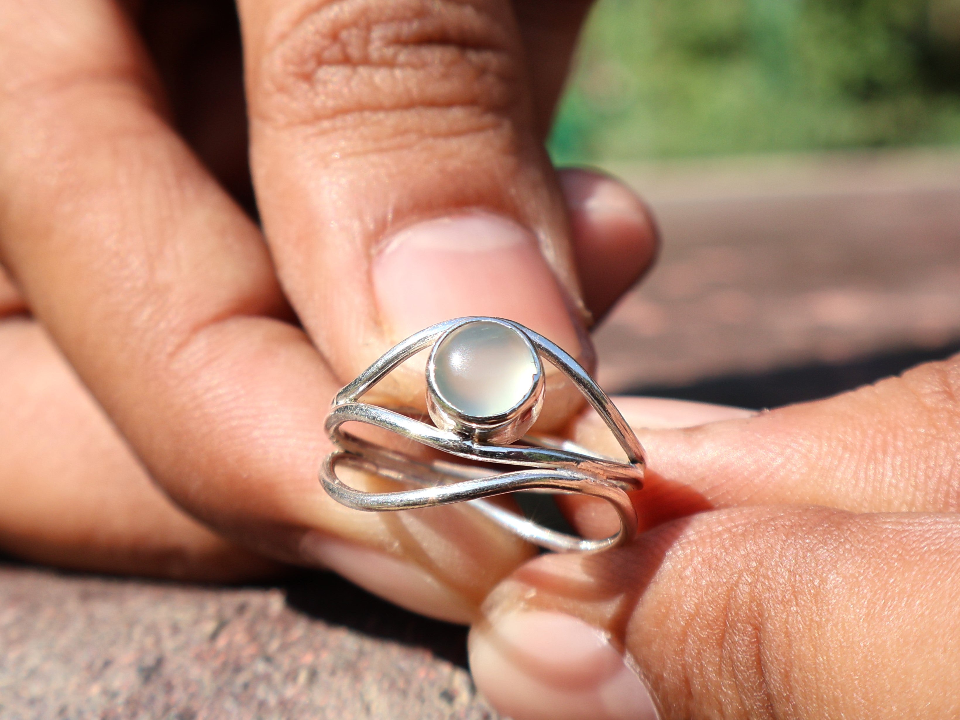 Aqua Chalcedon Ring 925 Sterling Silber Ring Boho März Geburtsstein Ring Blauer Chalcedon Handgemachter Statement Silberring