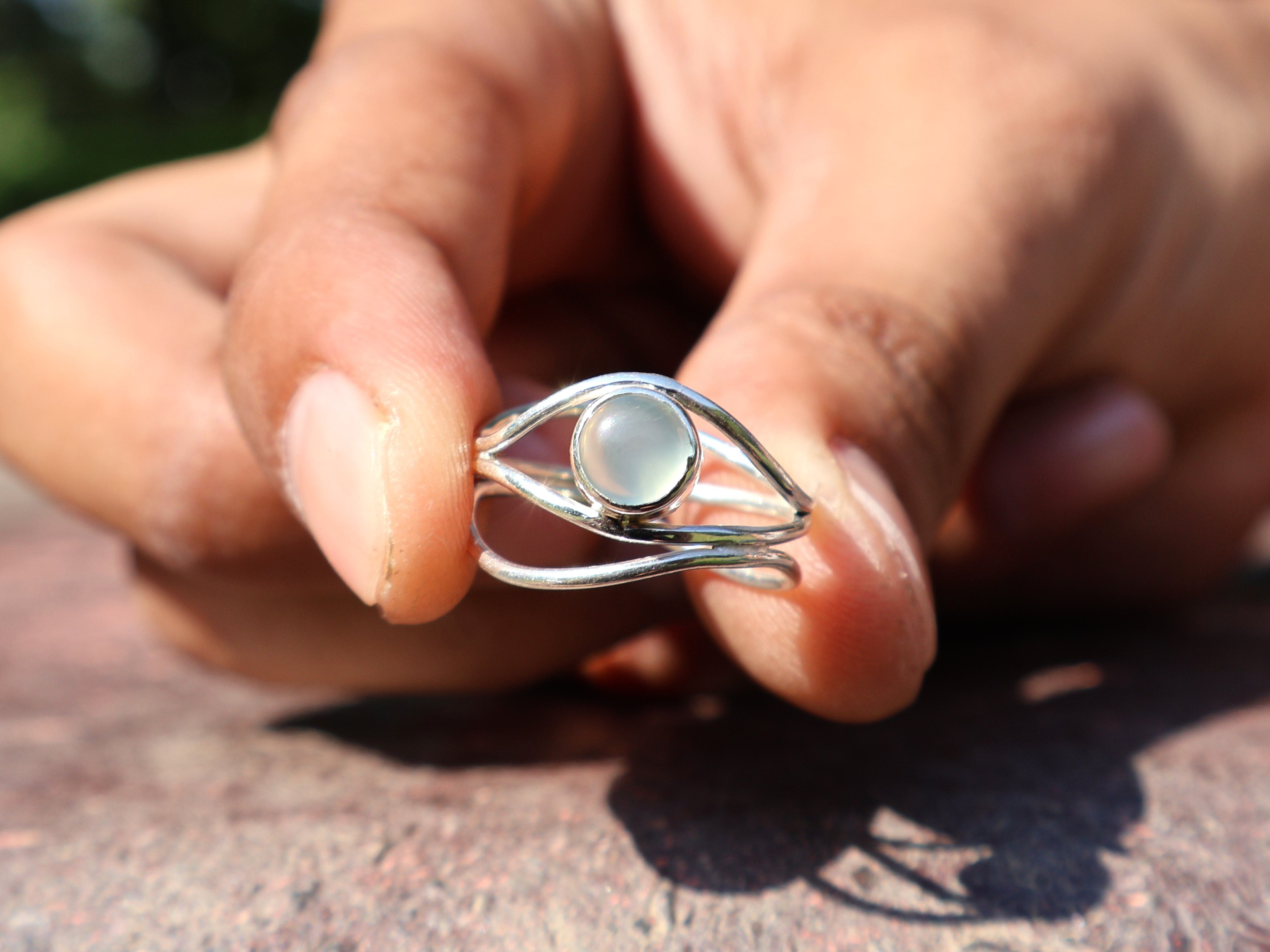 Aquachalcedoon Ring 925 Sterling Zilveren Ring Boho Maart Geboortesteen Ring Blauwe Chalcedoon Handgemaakte Statement Zilveren Ring
