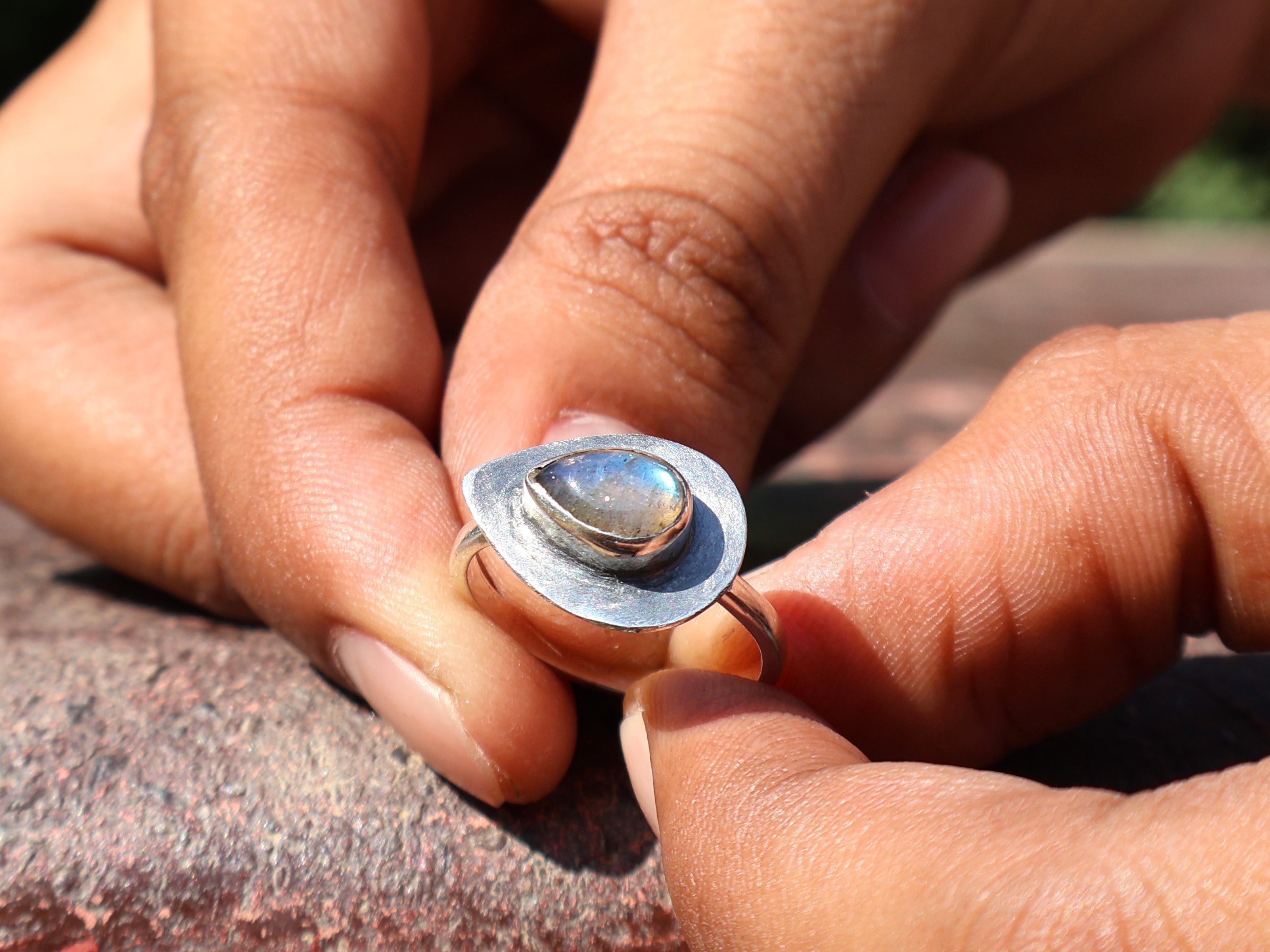 Labradorit Ring 925 Sterling Silber Ring Blauer Feuerstein Birnenform Edelstein Ring Boho Ring Geschenk Für Sie