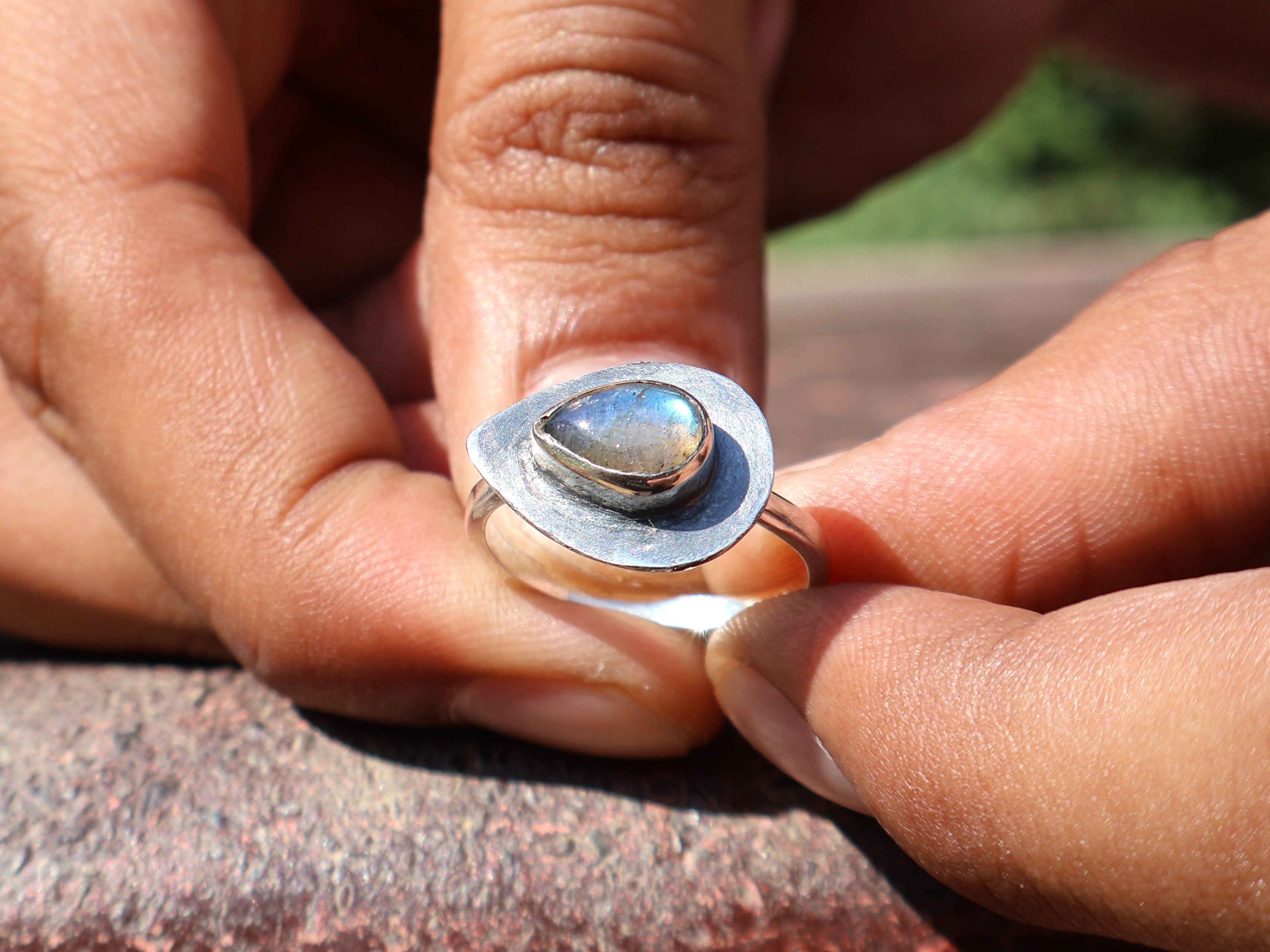 Labradorit Ring 925 Sterling Silber Ring Blauer Feuerstein Birnenform Edelstein Ring Boho Ring Geschenk Für Sie