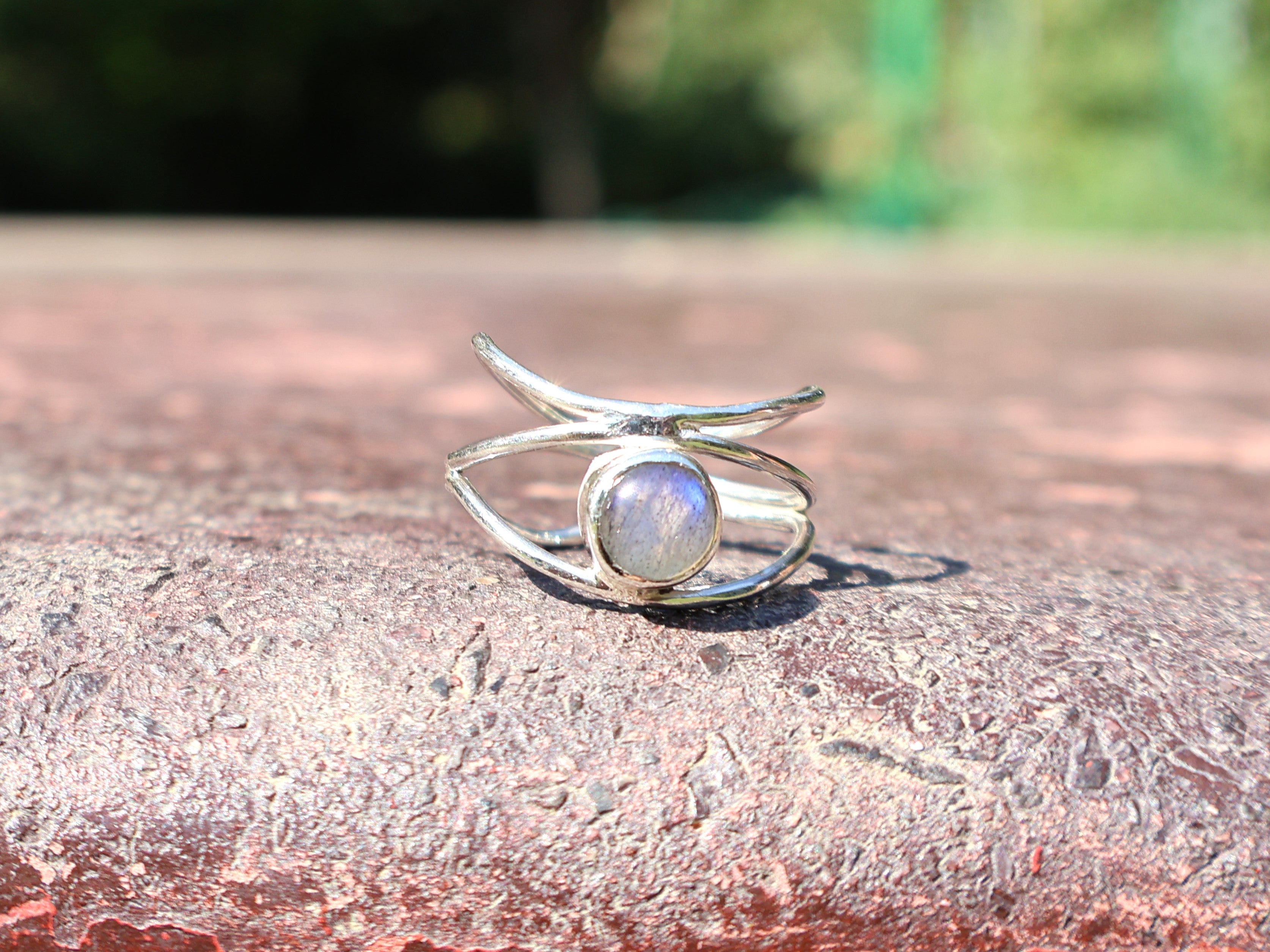 Natürlicher Labradorit Ring Sterlingsilber Ring 925 Edelstein Ring Handgemachter runder Labradorit Edelstein Ring Geschenk für sie