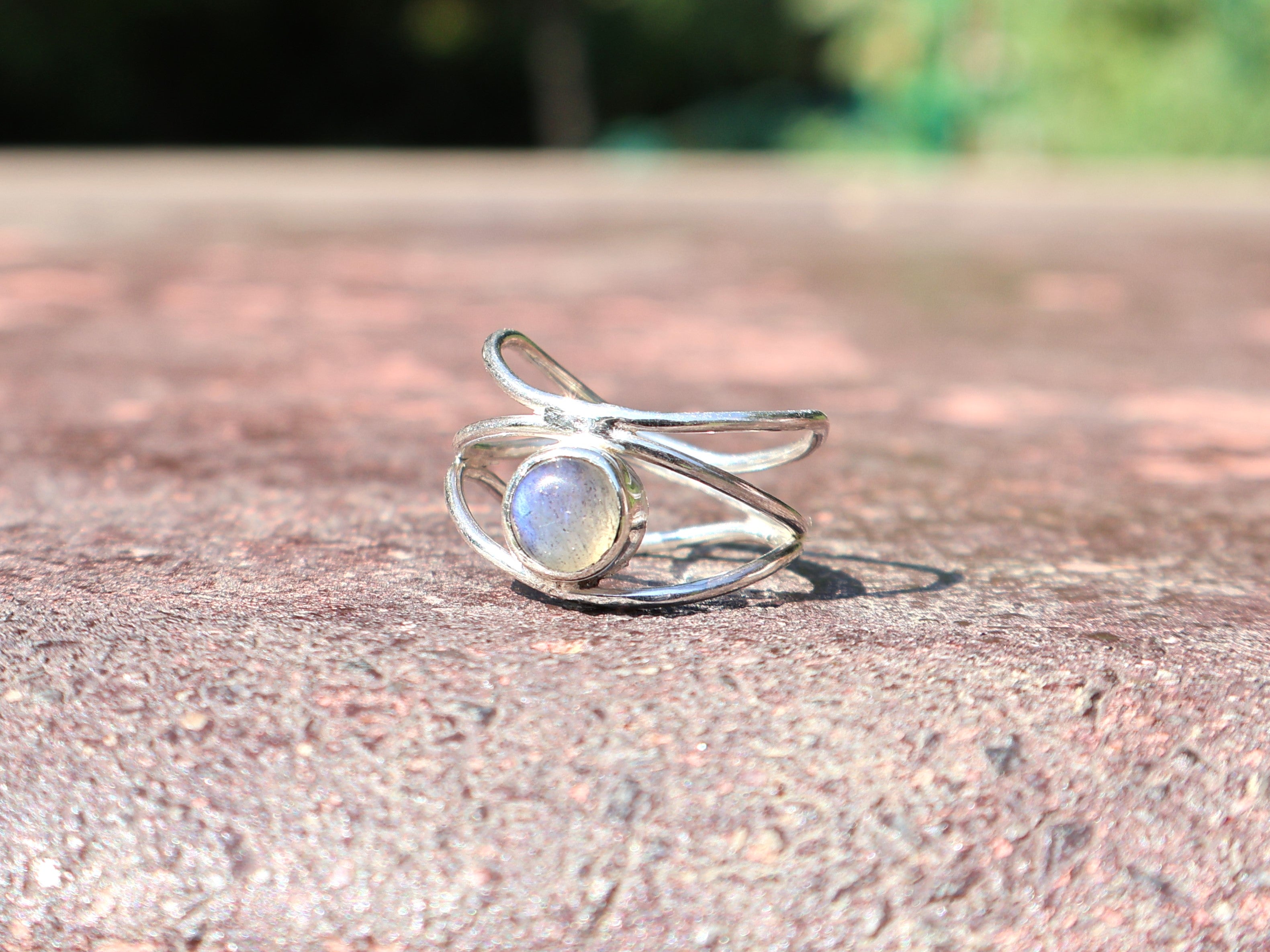 Natürlicher Labradorit Ring Sterlingsilber Ring 925 Edelstein Ring Handgemachter runder Labradorit Edelstein Ring Geschenk für sie