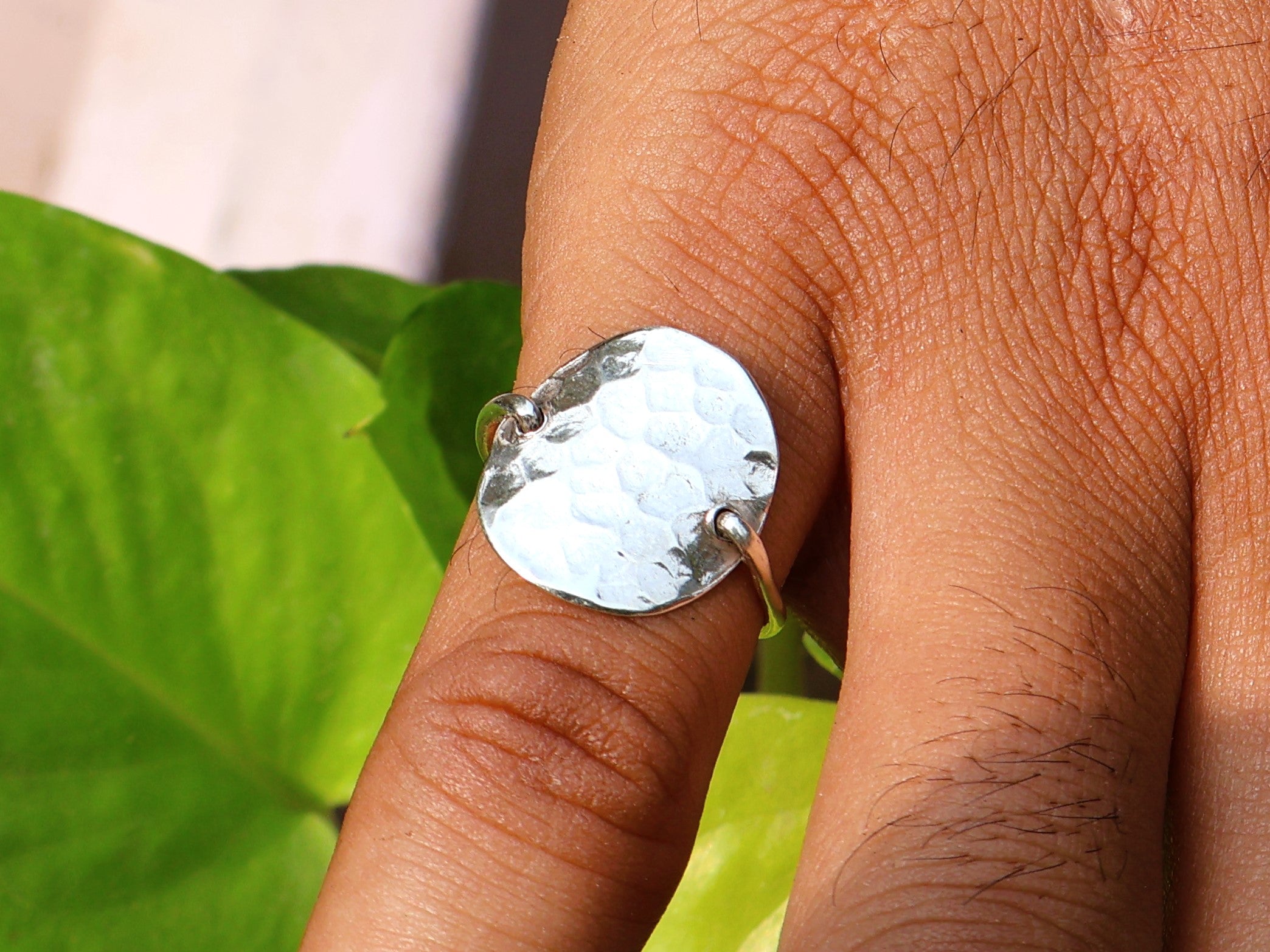 Gehämmerter Bandring 925 Silberring Boho Stacking Ring Alltagsring Handgemachter Ring Geschenk für Sie