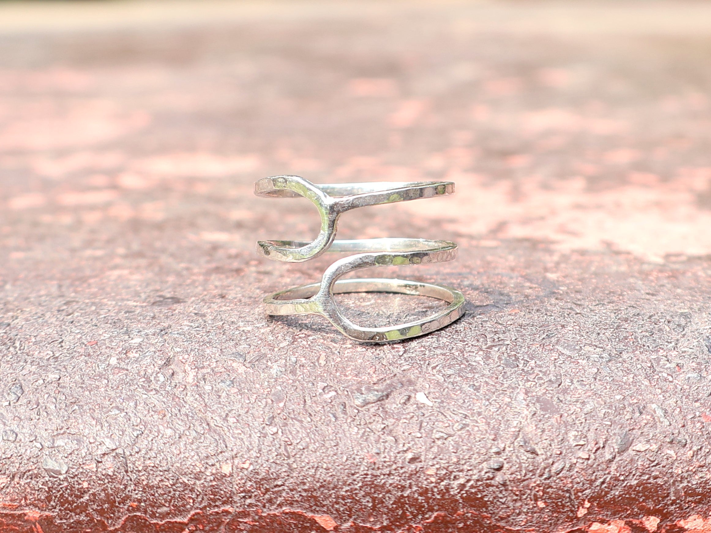 Gehämmerter Spiralring 925 Silberring Boho Statement Ring Alltag Handgemachter Ring Geschenk für Sie