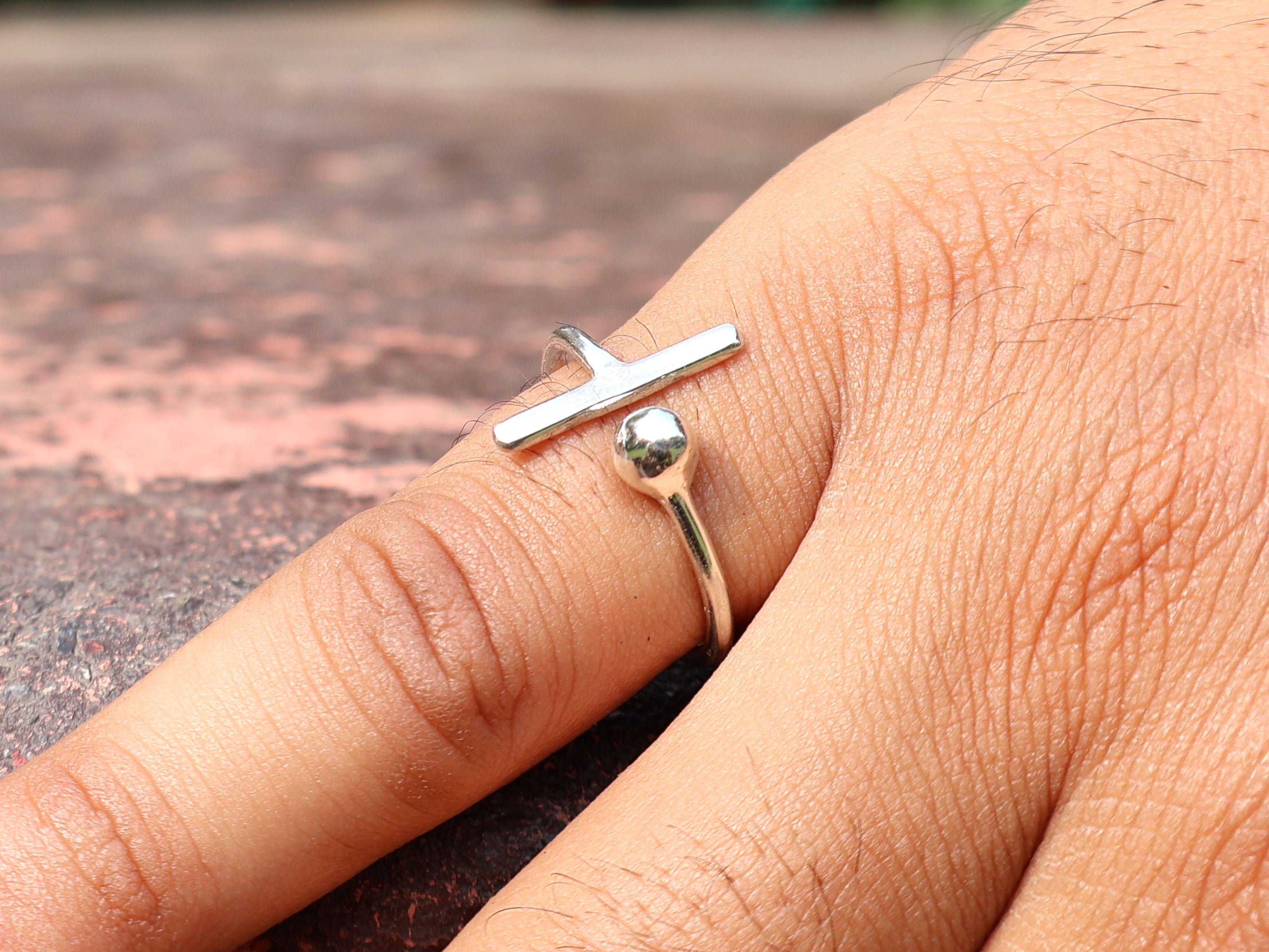 Open Bar Ring Delicate Dames Ring Stapelring 925 Zilveren Ring Unieke Bar Ring Verstelbare Moderne Ring