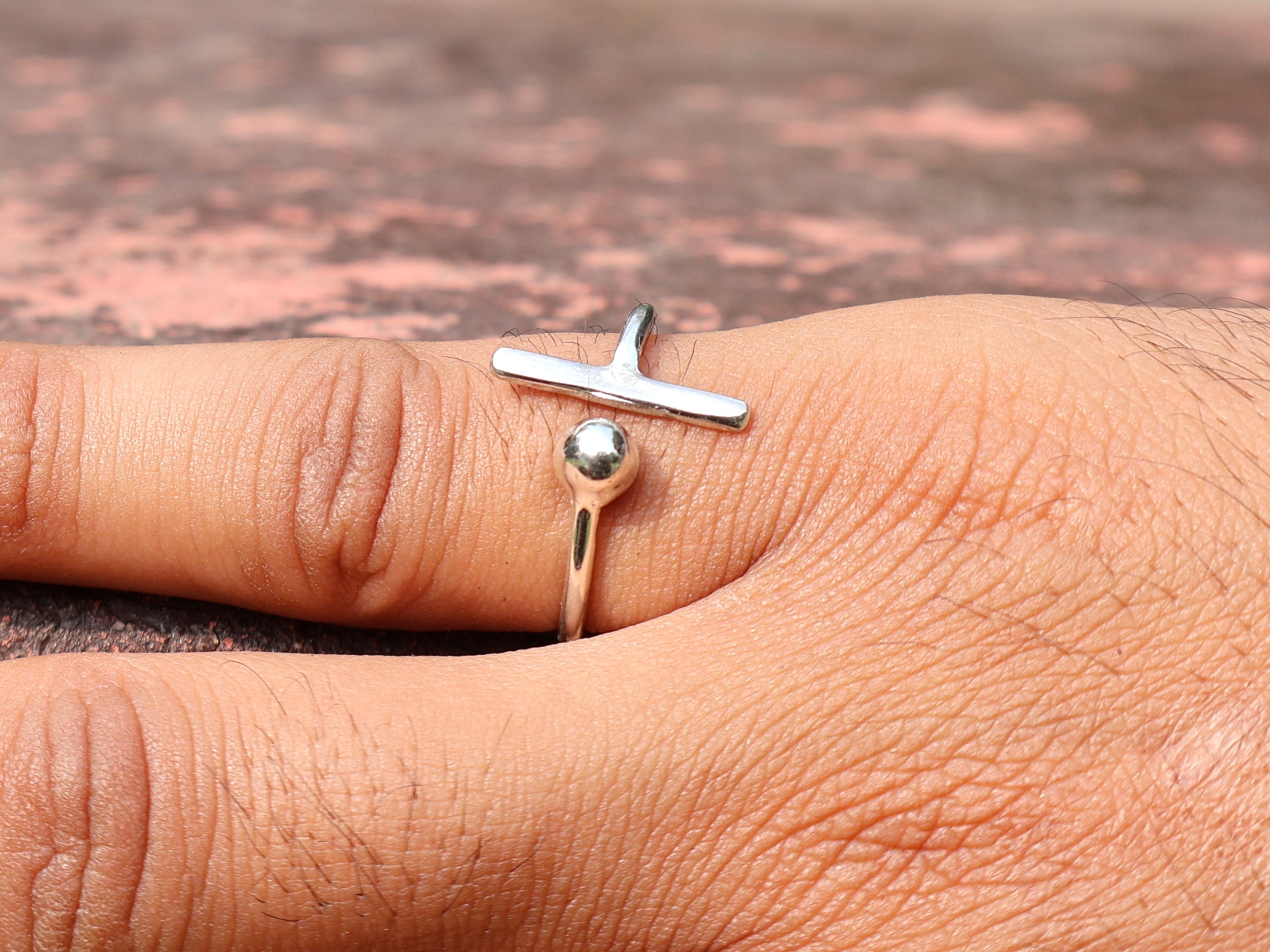 Open Bar Ring Delicate Dames Ring Stapelring 925 Zilveren Ring Unieke Bar Ring Verstelbare Moderne Ring