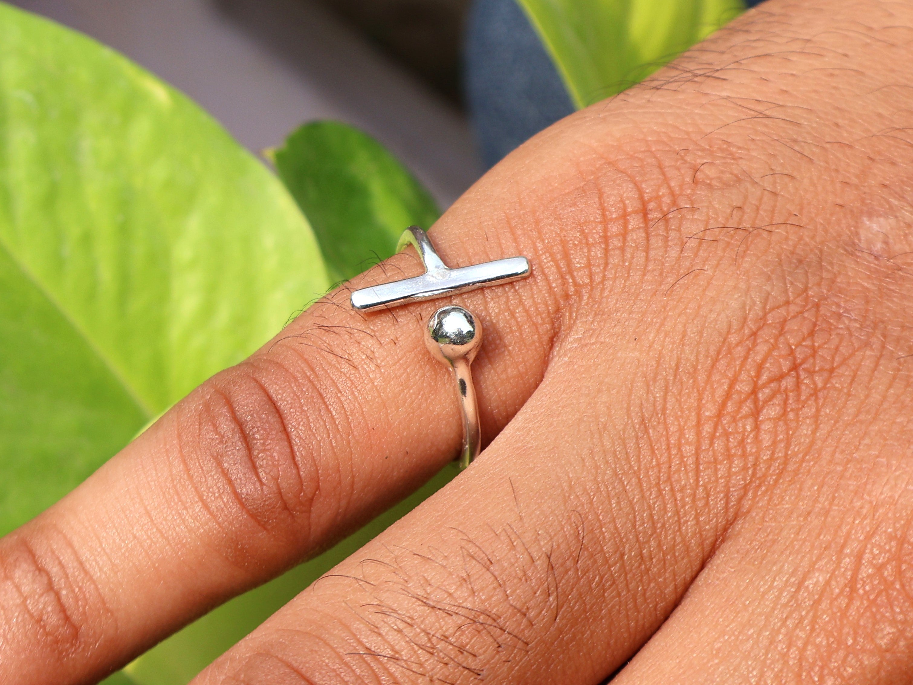 Open Bar Ring Delicate Dames Ring Stapelring 925 Zilveren Ring Unieke Bar Ring Verstelbare Moderne Ring