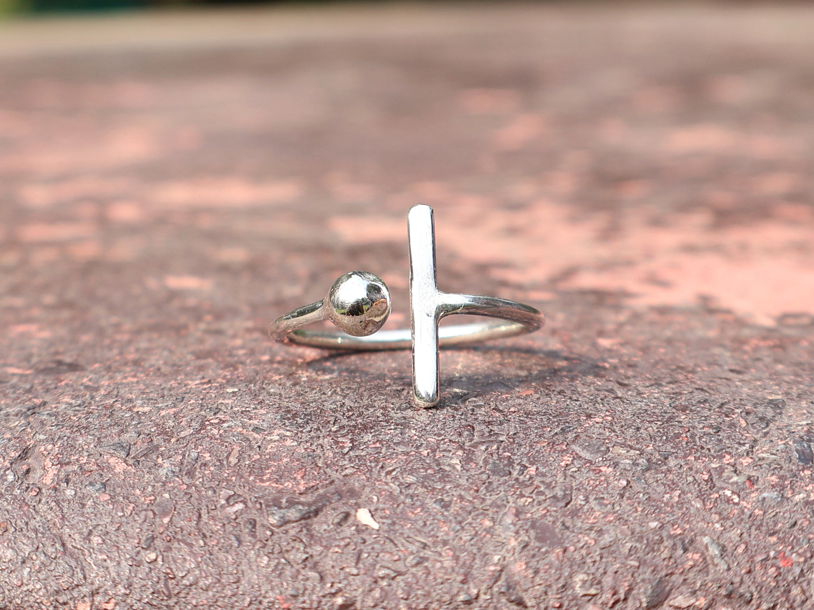 Open Bar Ring Delicate Dames Ring Stapelring 925 Zilveren Ring Unieke Bar Ring Verstelbare Moderne Ring