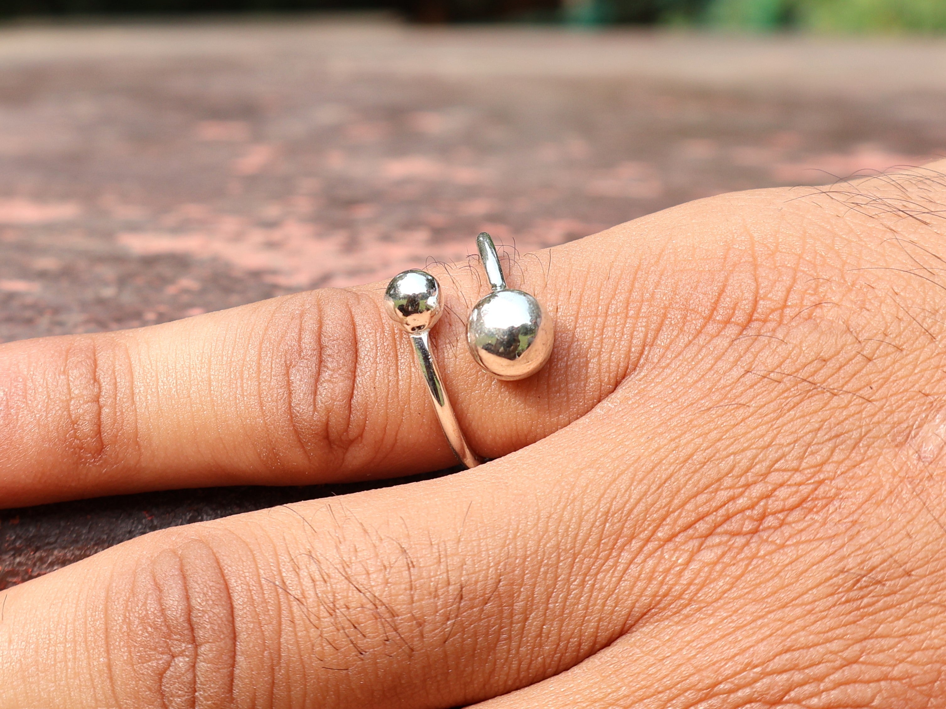 Zwei-Kugel-Ring 925 Sterling Silber Ring mit runden Kugeln Stapelring Handgefertigter Ring Geschenk für Sie
