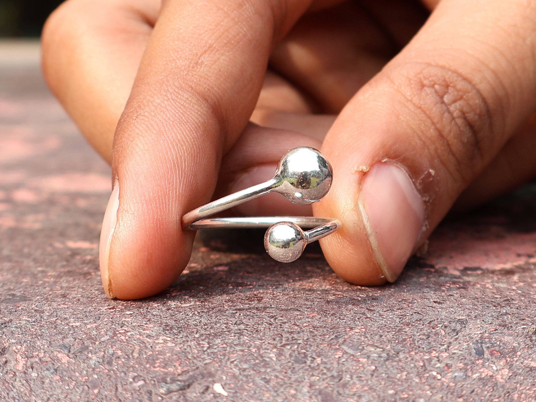 Zwei-Kugel-Ring 925 Sterling Silber Ring mit runden Kugeln Stapelring Handgefertigter Ring Geschenk für Sie