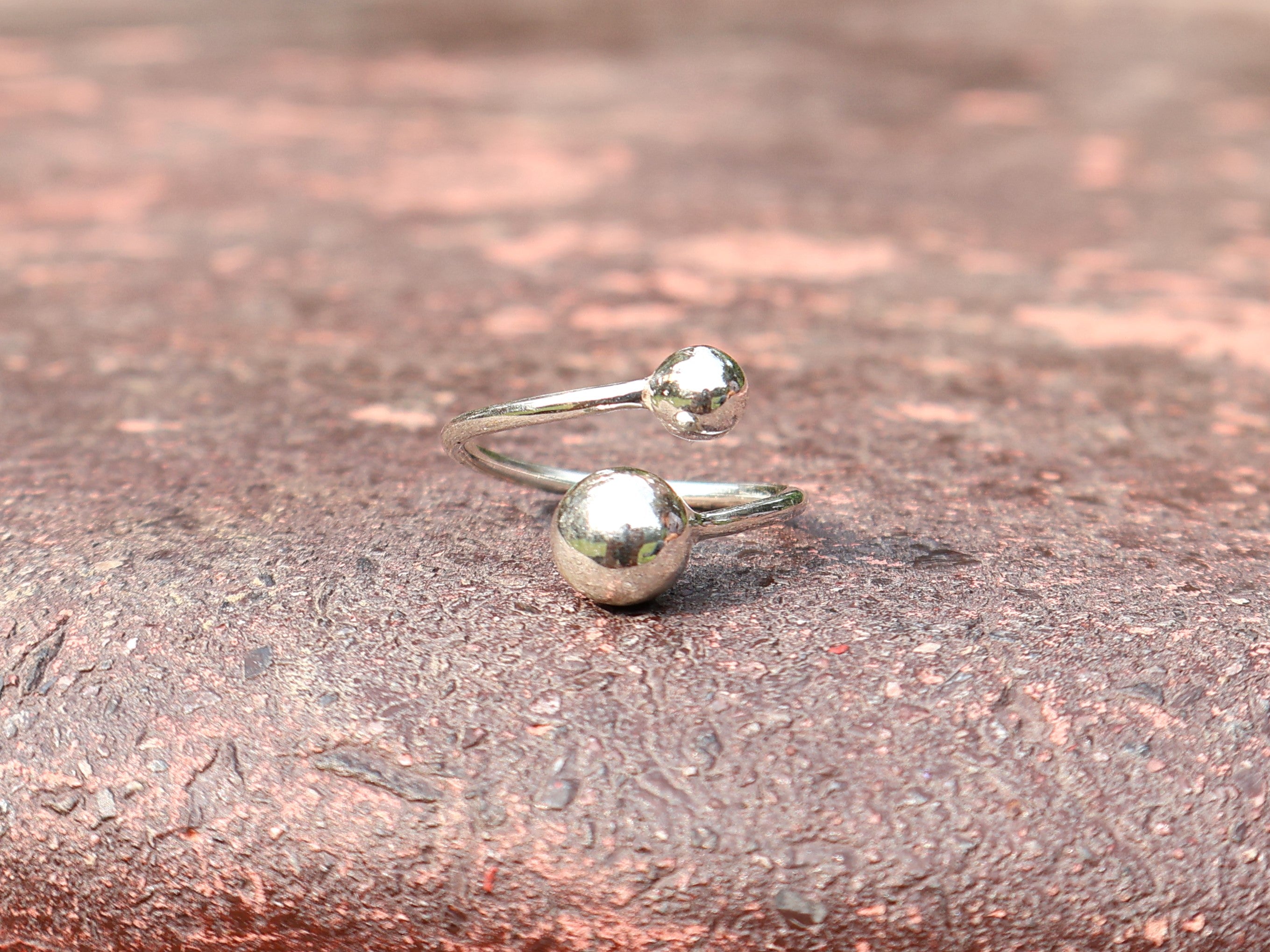 Zwei-Kugel-Ring 925 Sterling Silber Ring mit runden Kugeln Stapelring Handgefertigter Ring Geschenk für Sie