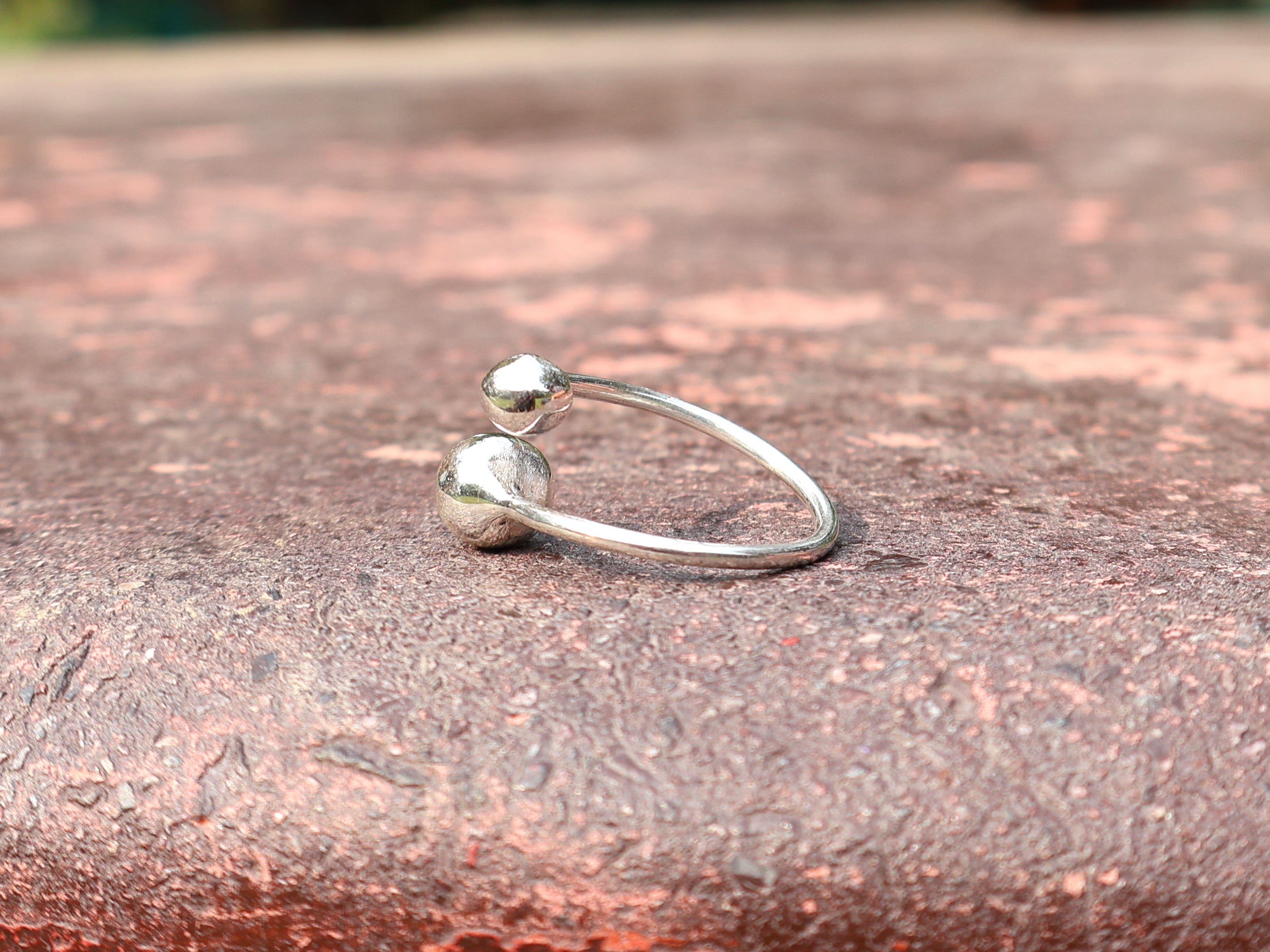 Zwei-Kugel-Ring 925 Sterling Silber Ring mit runden Kugeln Stapelring Handgefertigter Ring Geschenk für Sie