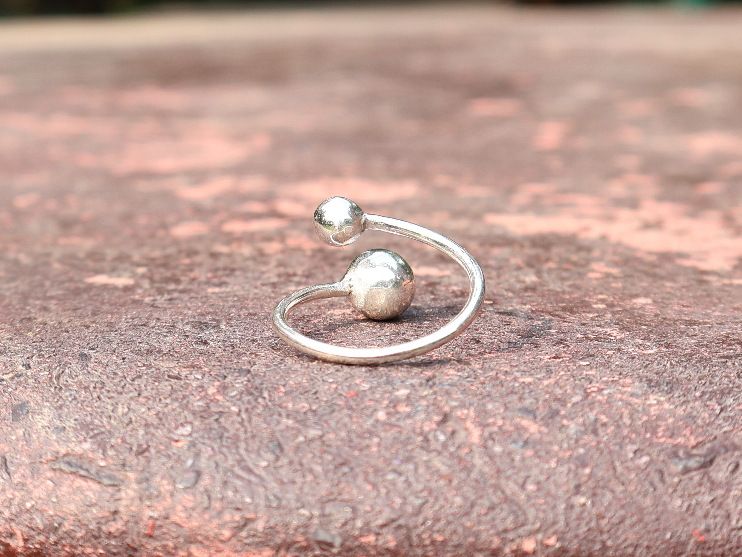 Zwei-Kugel-Ring 925 Sterling Silber Ring mit runden Kugeln Stapelring Handgefertigter Ring Geschenk für Sie