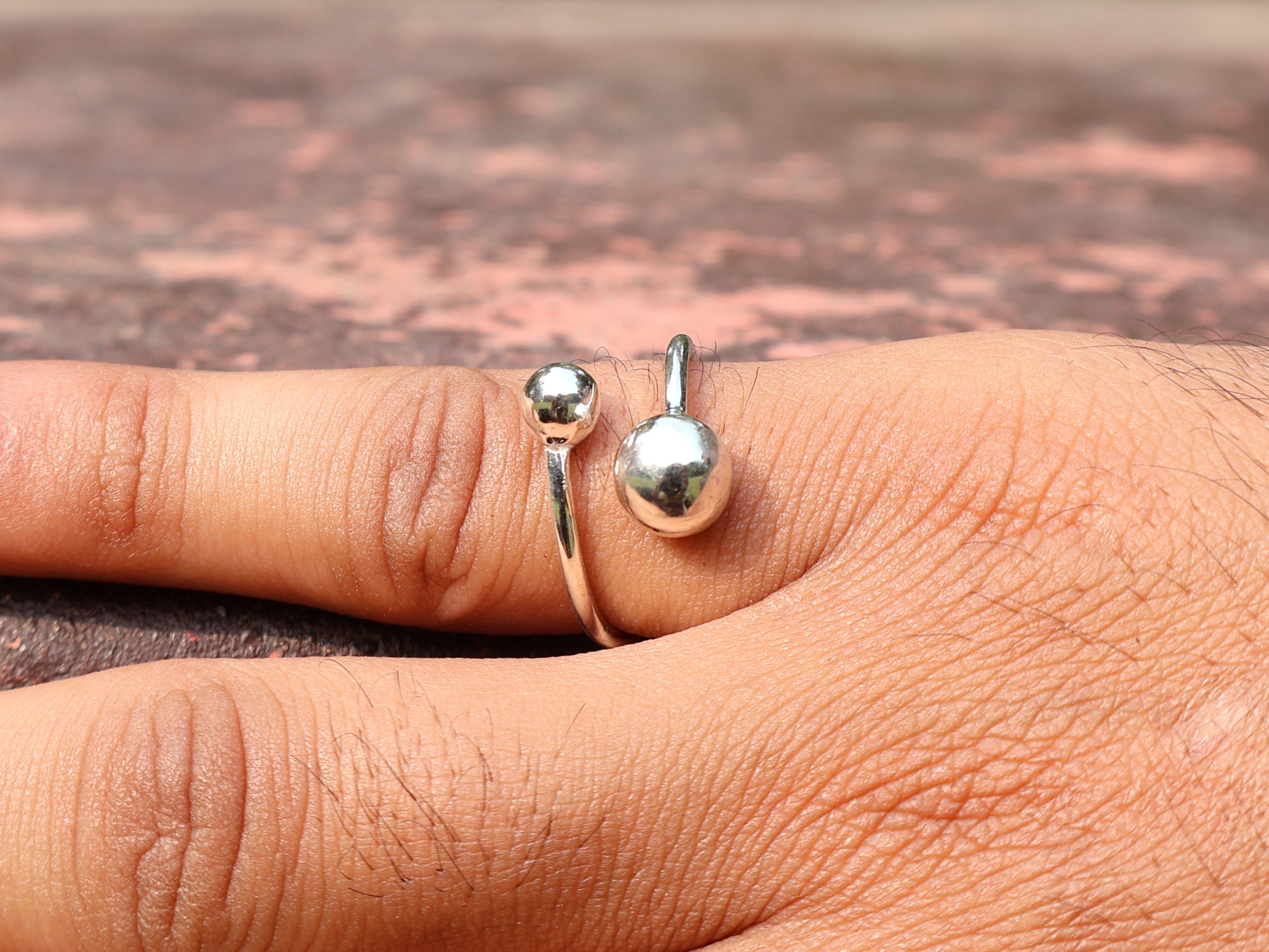 Zwei-Kugel-Ring 925 Sterling Silber Ring mit runden Kugeln Stapelring Handgefertigter Ring Geschenk für Sie