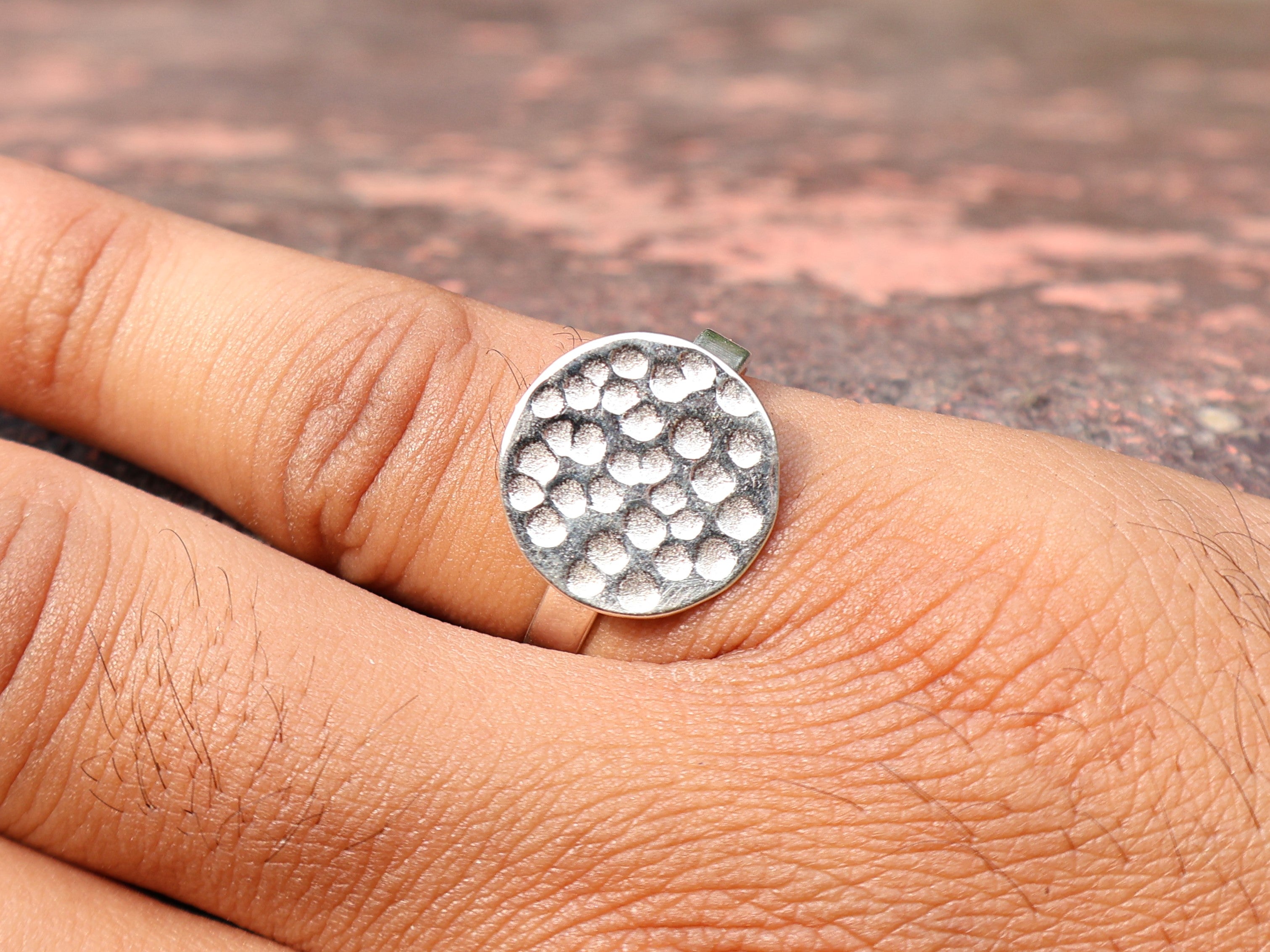 Gehämmerter Kreisring 925 Sterling Silber Ring Statement-Ring Silber gehämmerter Ring Geschenk für Sie