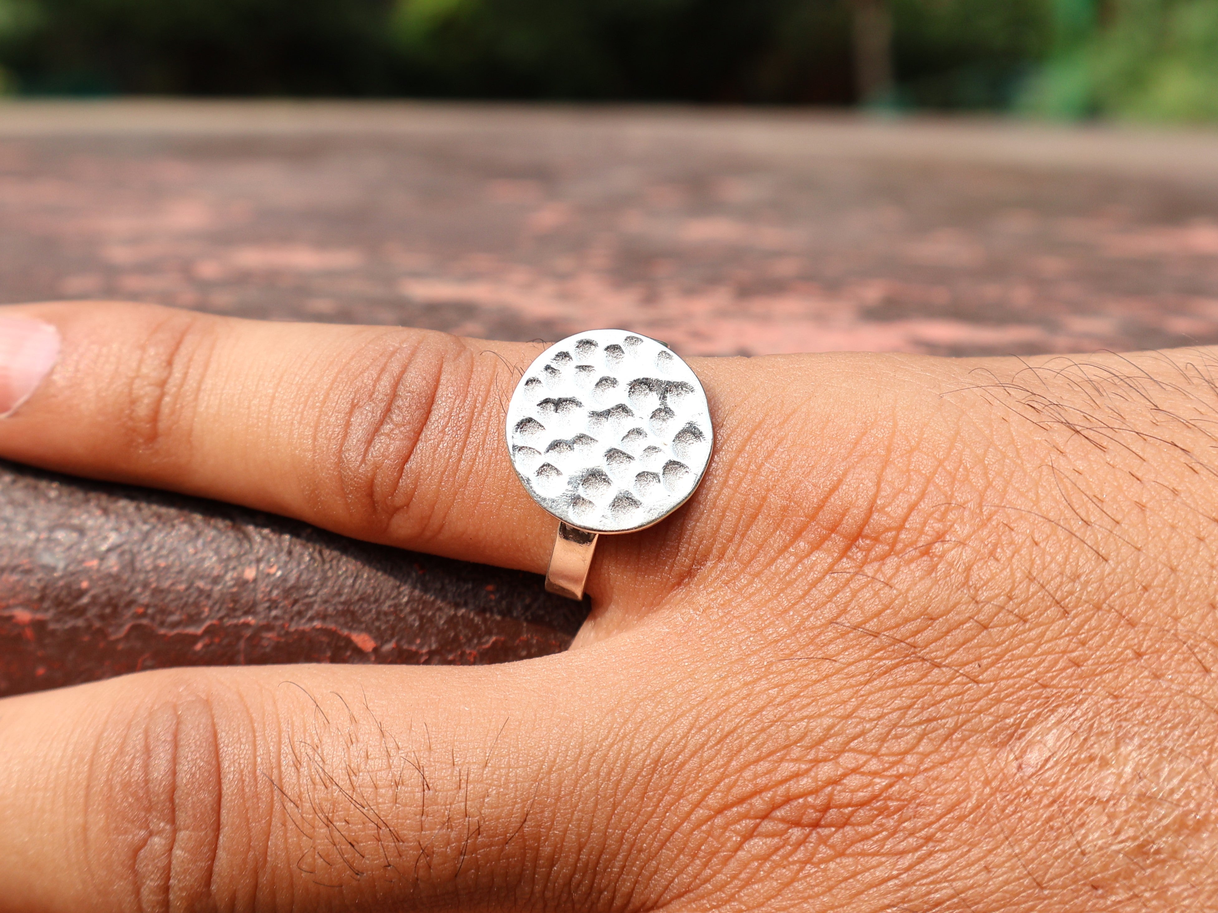 Gehämmerter Kreisring 925 Sterling Silber Ring Statement-Ring Silber gehämmerter Ring Geschenk für Sie