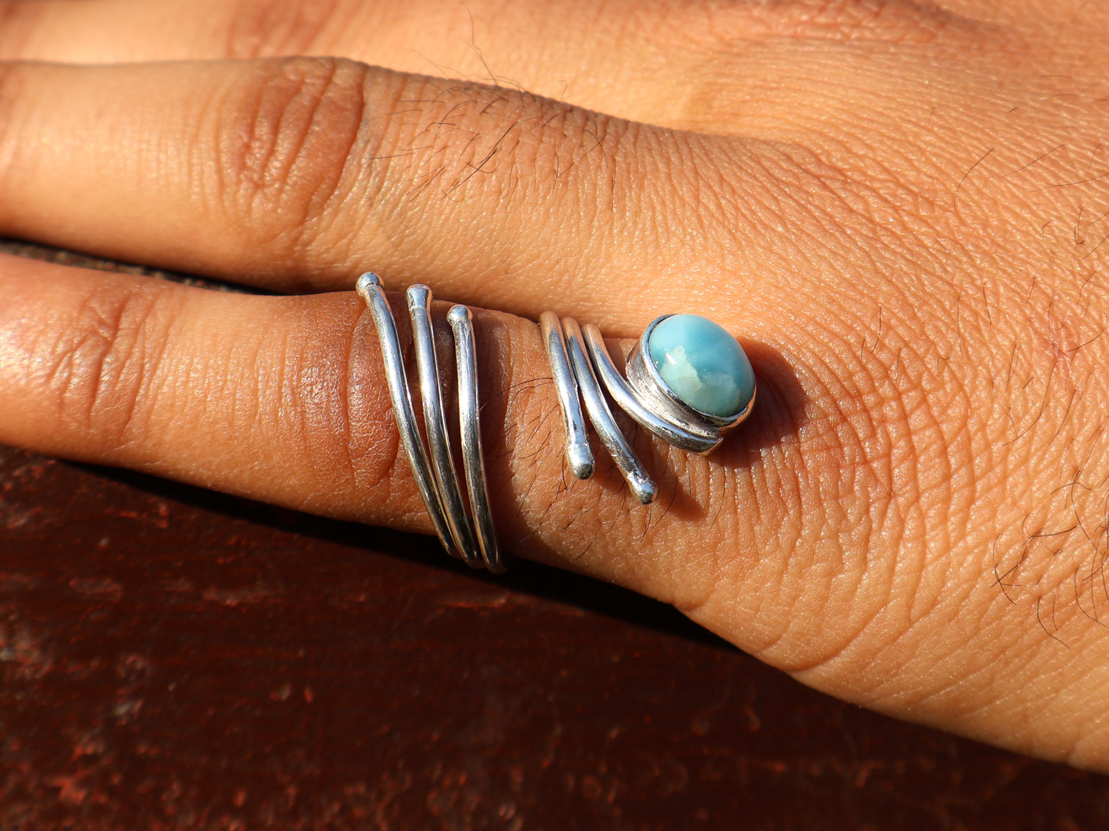 Echter Natürlicher Larimar Ring 925 Silberring Zierlicher Larimar Ring Ovaler Edelstein Verstellbarer Ring Geschenk Für Sie