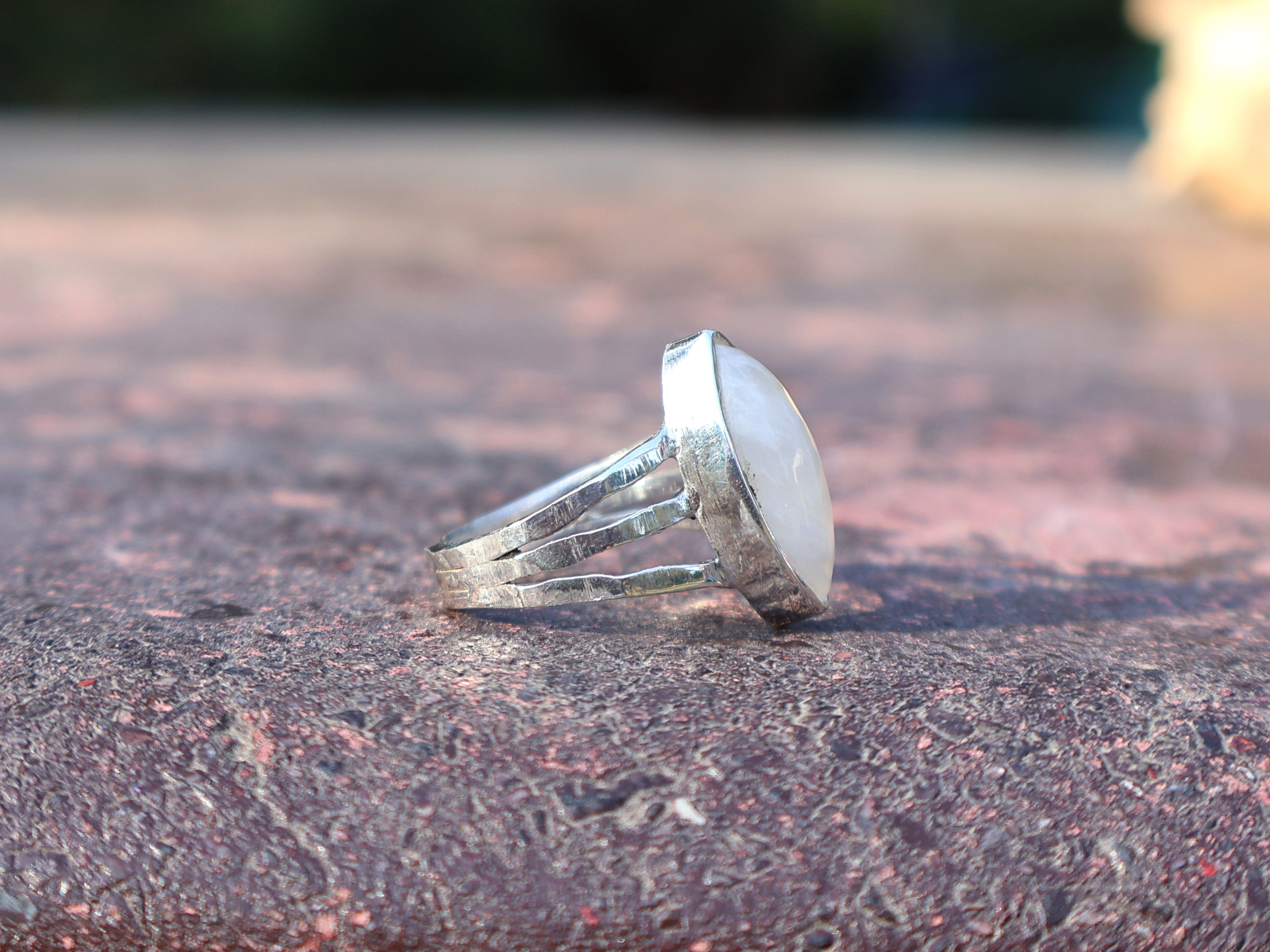 Regenbogen Mondstein Marquise geformter Mondsteinring 925 Sterling Ring Damenring Handgemachter Silberring Geschenk für Sie