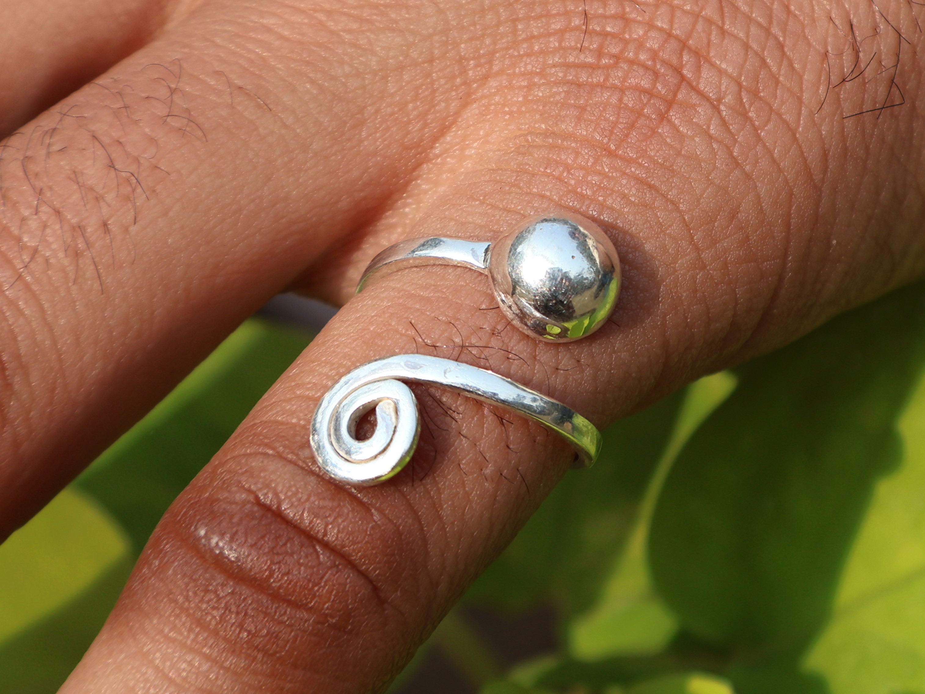 Spiral Kugel Ring 925 Silber Ring Statement Handgefertigter Ring Silber Spiral Ring Verstellbarer Ring Boho Ring
