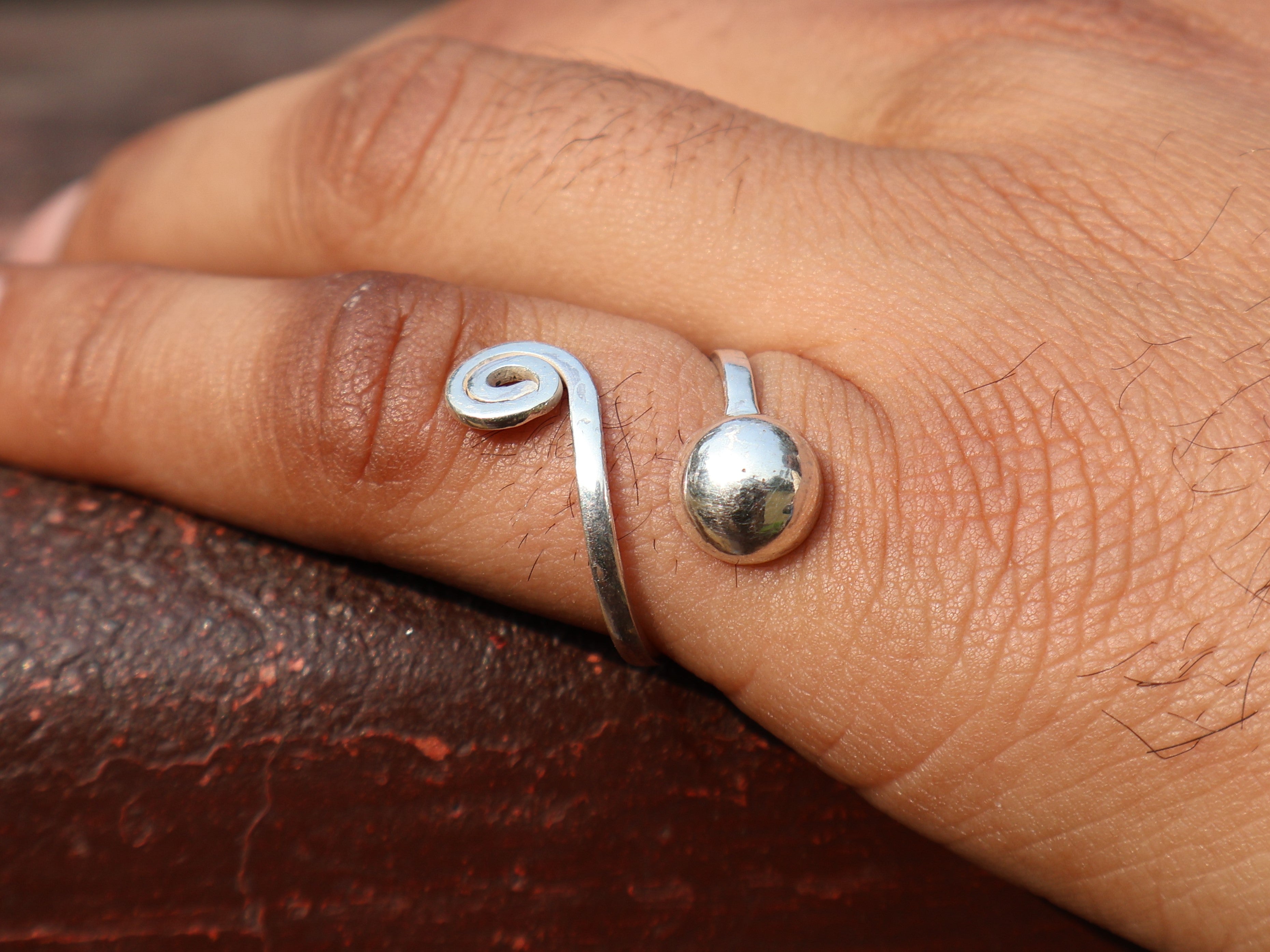 Spiral Kugel Ring 925 Silber Ring Statement Handgefertigter Ring Silber Spiral Ring Verstellbarer Ring Boho Ring