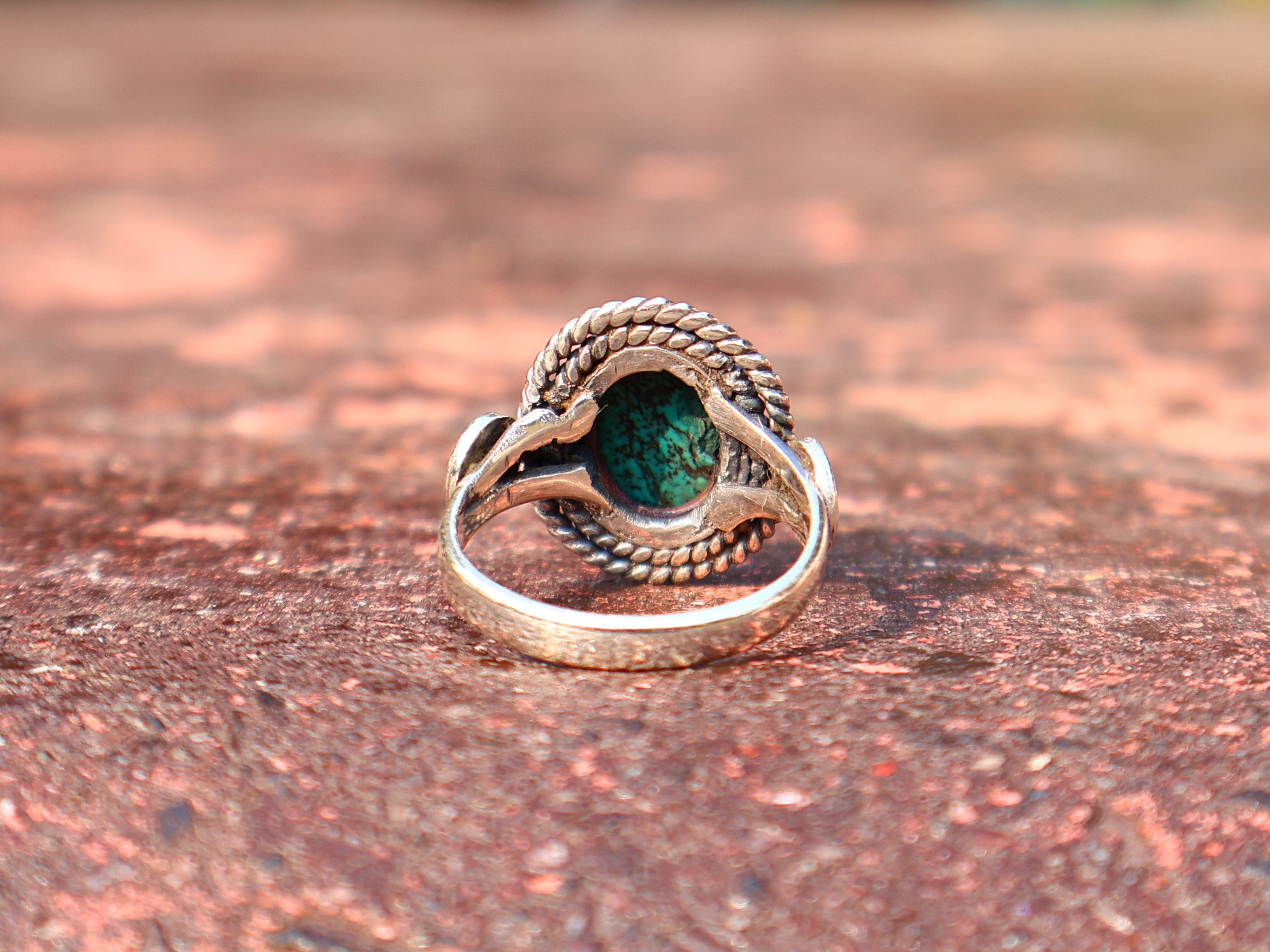 Türkis Ring Handgemacht Damen Ring 925 Sterling Silber Böhmischer Ovaler Türkis Ring Blauer Stein Ring