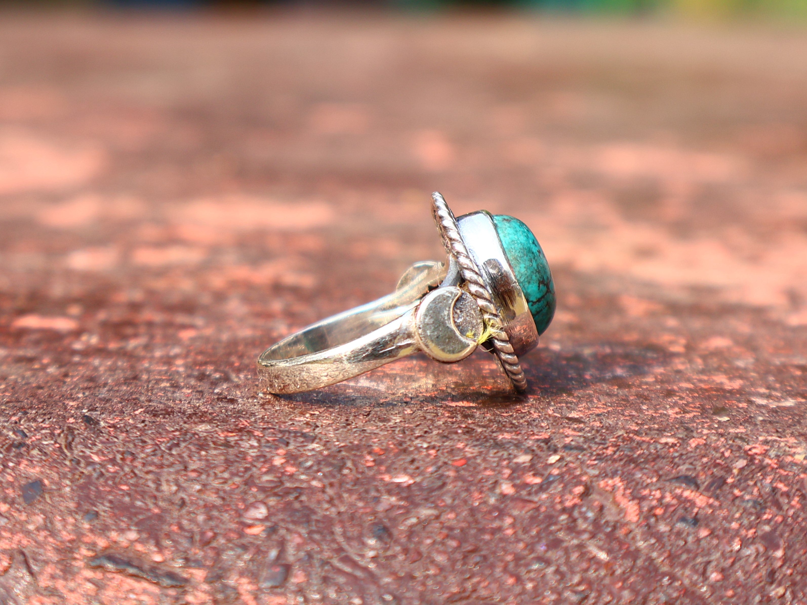 Türkis Ring Handgemacht Damen Ring 925 Sterling Silber Böhmischer Ovaler Türkis Ring Blauer Stein Ring