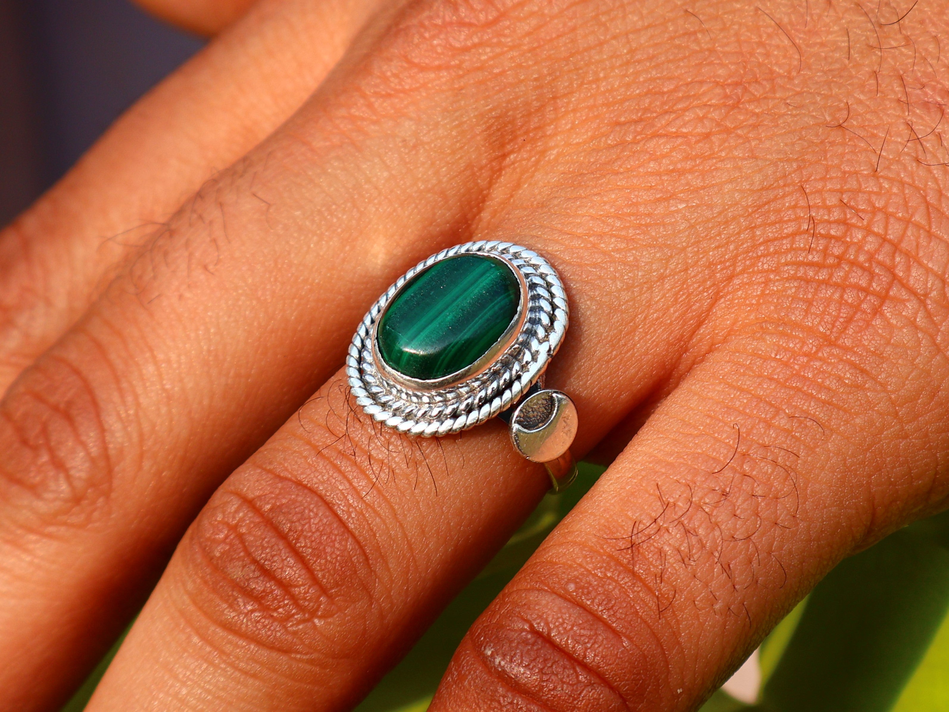 Ovaler echter Malachitring Edelsteinring Geburtssteinring Versprechensring Zierlicher Silberring Geschenk für Sie