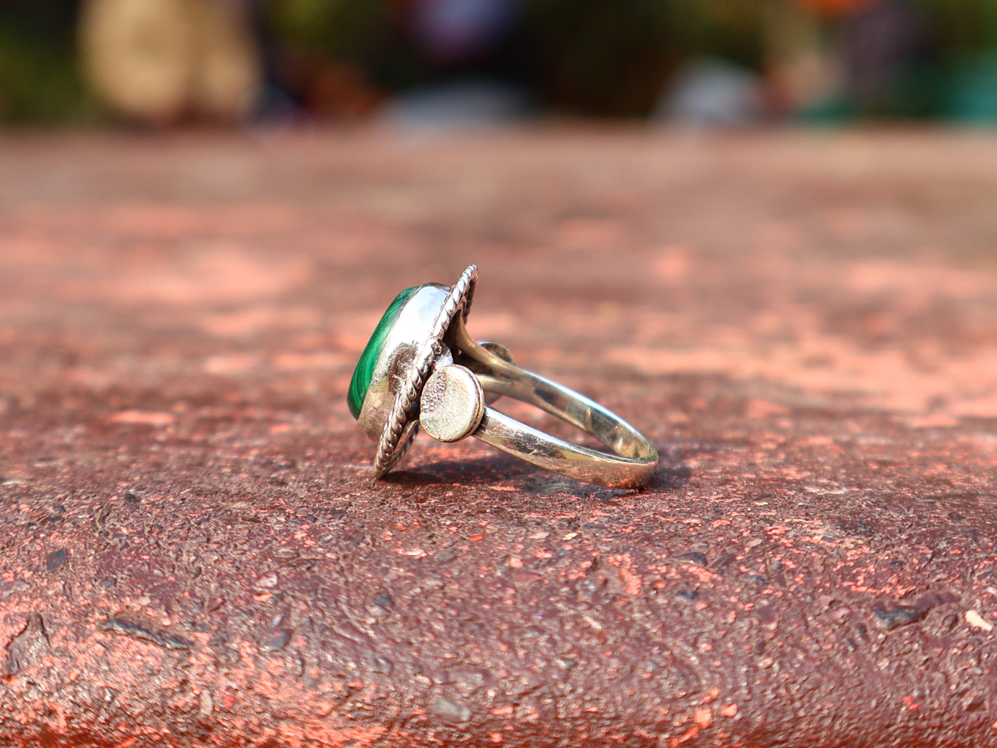 Ovaler echter Malachitring Edelsteinring Geburtssteinring Versprechensring Zierlicher Silberring Geschenk für Sie