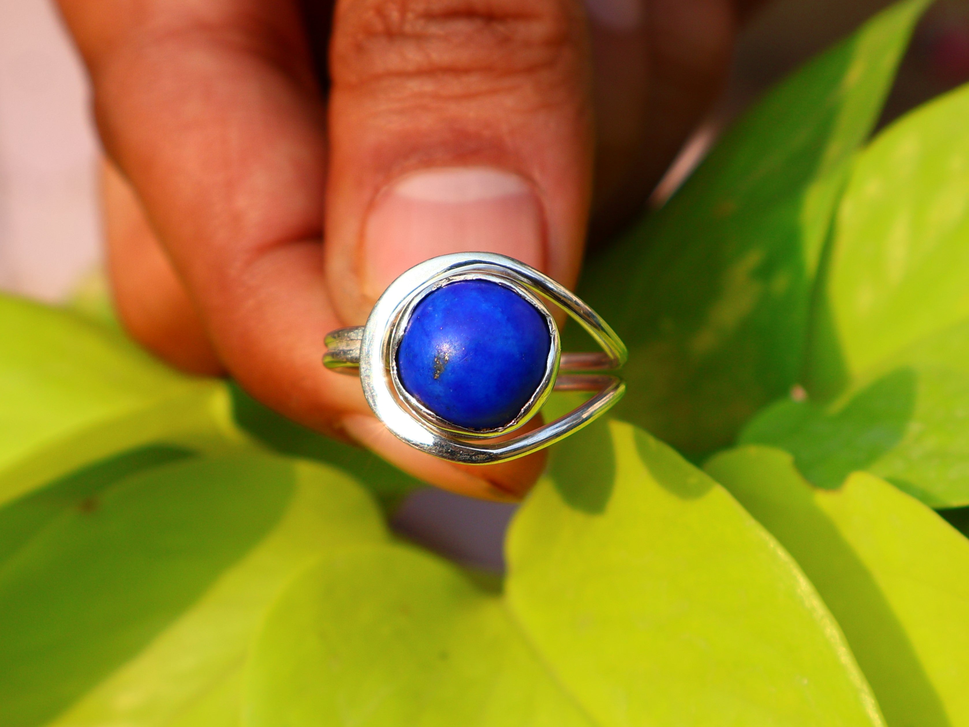 Lapislazuli-Ring 925 Sterling Silber Ring Handgemachter Silber Lapislazuli-Ring Statement-Ring Blauer Edelsteinring Einzigartiger Ring