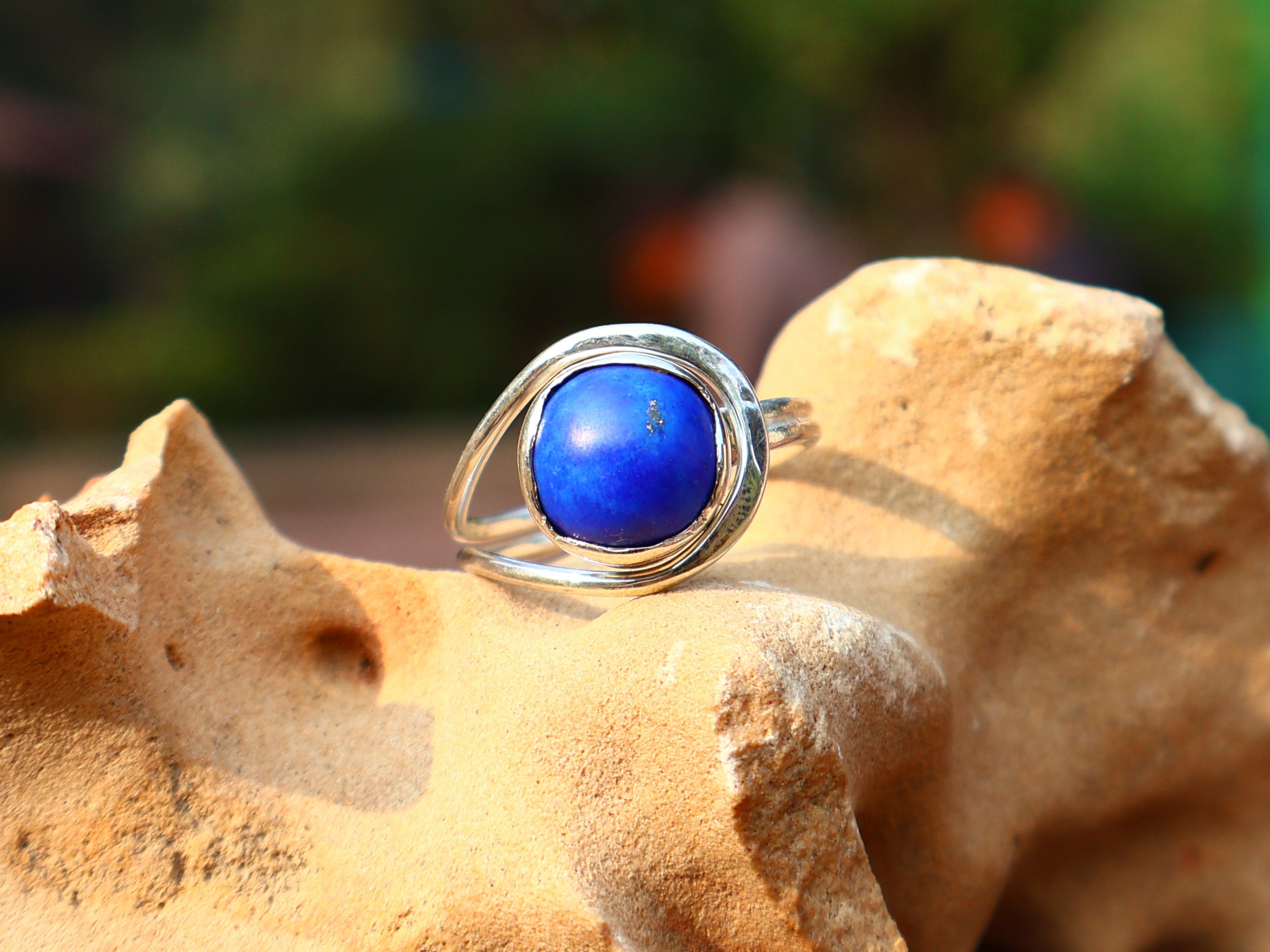 Lapislazuli-Ring 925 Sterling Silber Ring Handgemachter Silber Lapislazuli-Ring Statement-Ring Blauer Edelsteinring Einzigartiger Ring
