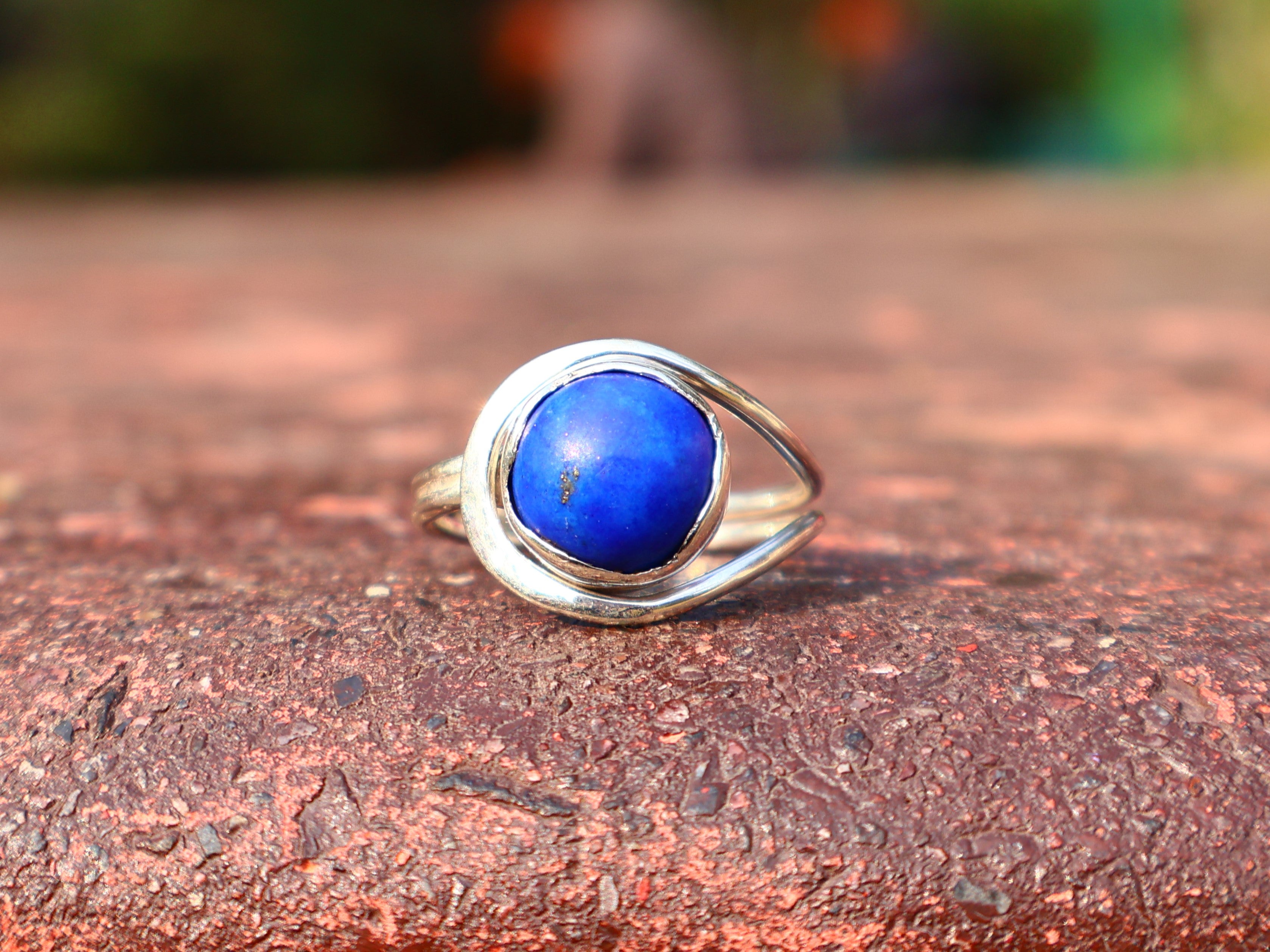Lapislazuli-Ring 925 Sterling Silber Ring Handgemachter Silber Lapislazuli-Ring Statement-Ring Blauer Edelsteinring Einzigartiger Ring