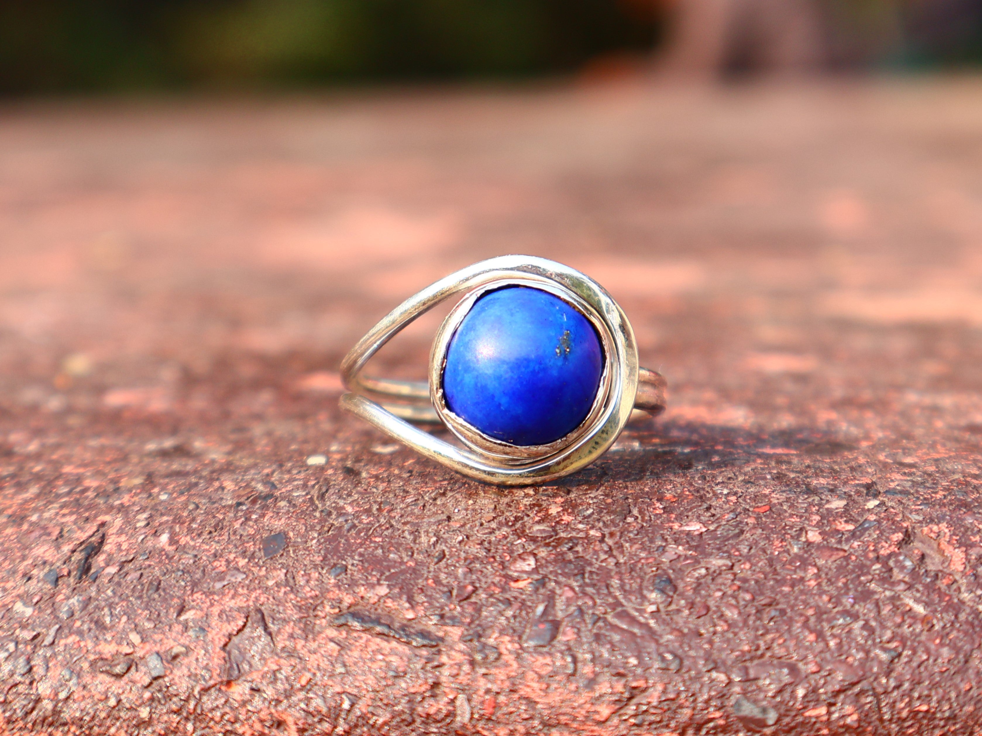 Lapislazuli-Ring 925 Sterling Silber Ring Handgemachter Silber Lapislazuli-Ring Statement-Ring Blauer Edelsteinring Einzigartiger Ring