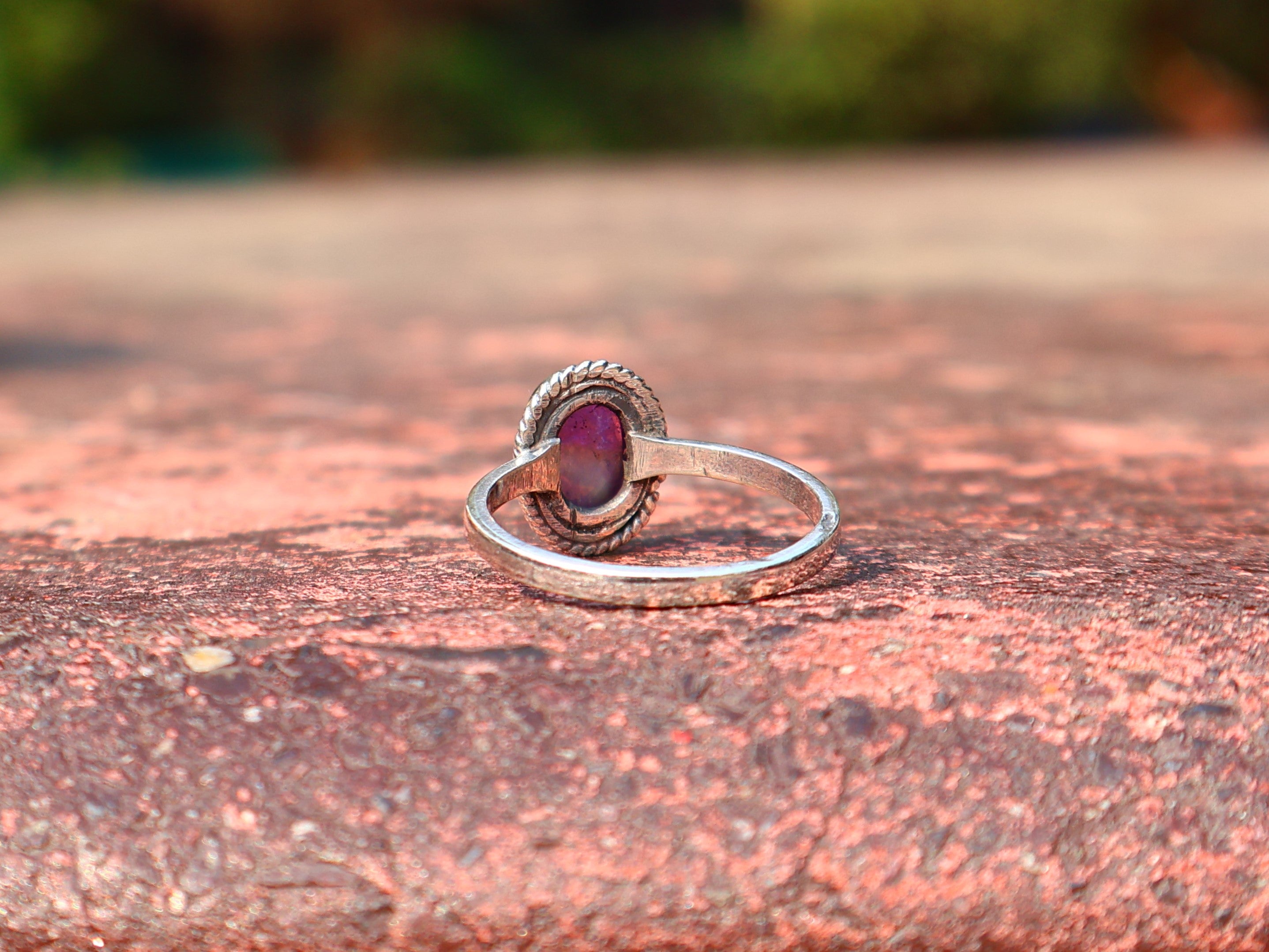 Ovaler Amethystring 925 Silberring Zierlicher Februar Geburtsstein Stapelring Handgefertigter Boho Ring