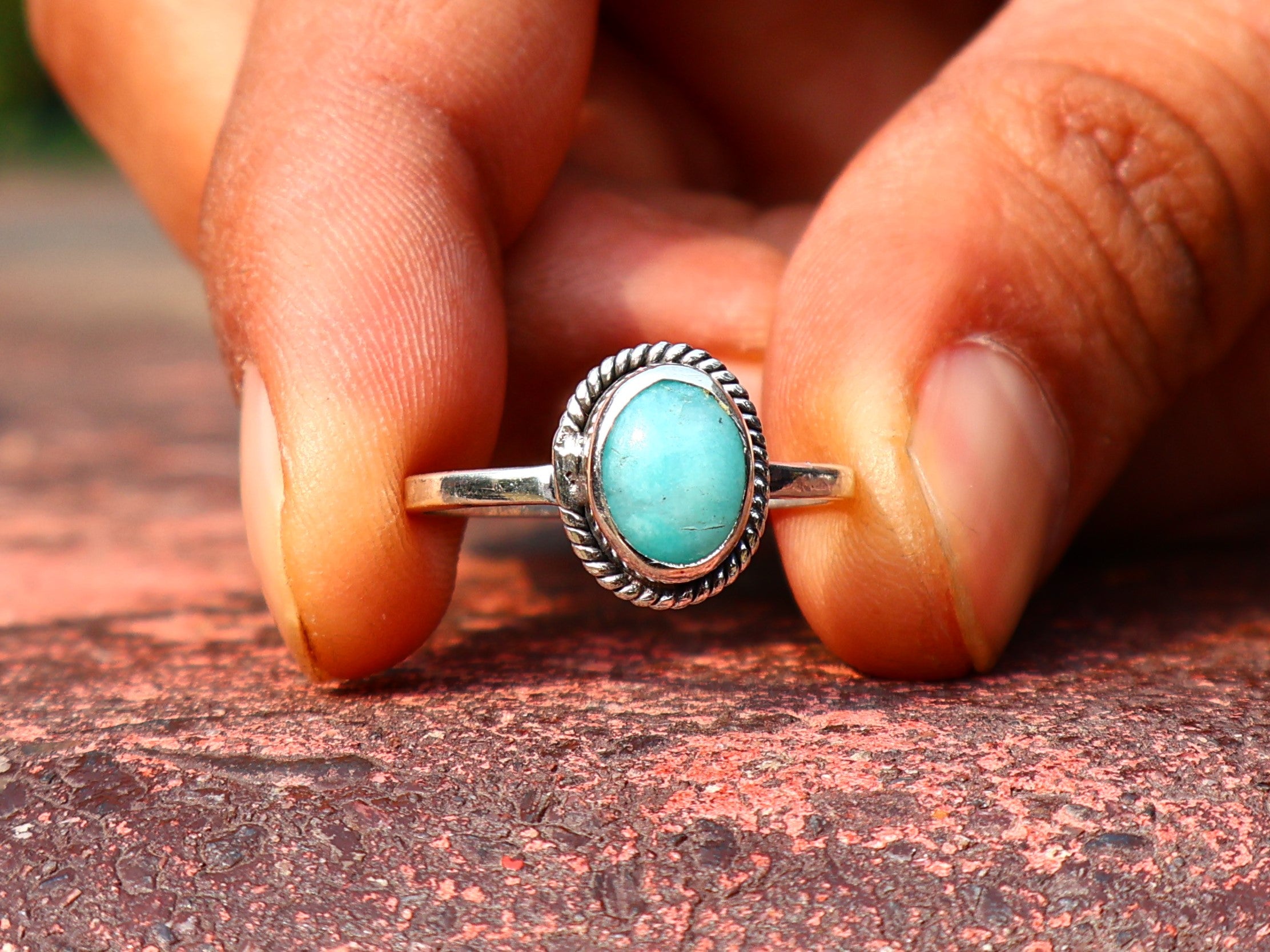 Natuurlijke Larimar Ovale Edelsteen Ring 925 Sterling Zilveren Ring Voor Vrouwen Larimar Massief Zilveren Ring Voor Haar Oceaan Larimar Ring Verjaardagscadeau Ring
