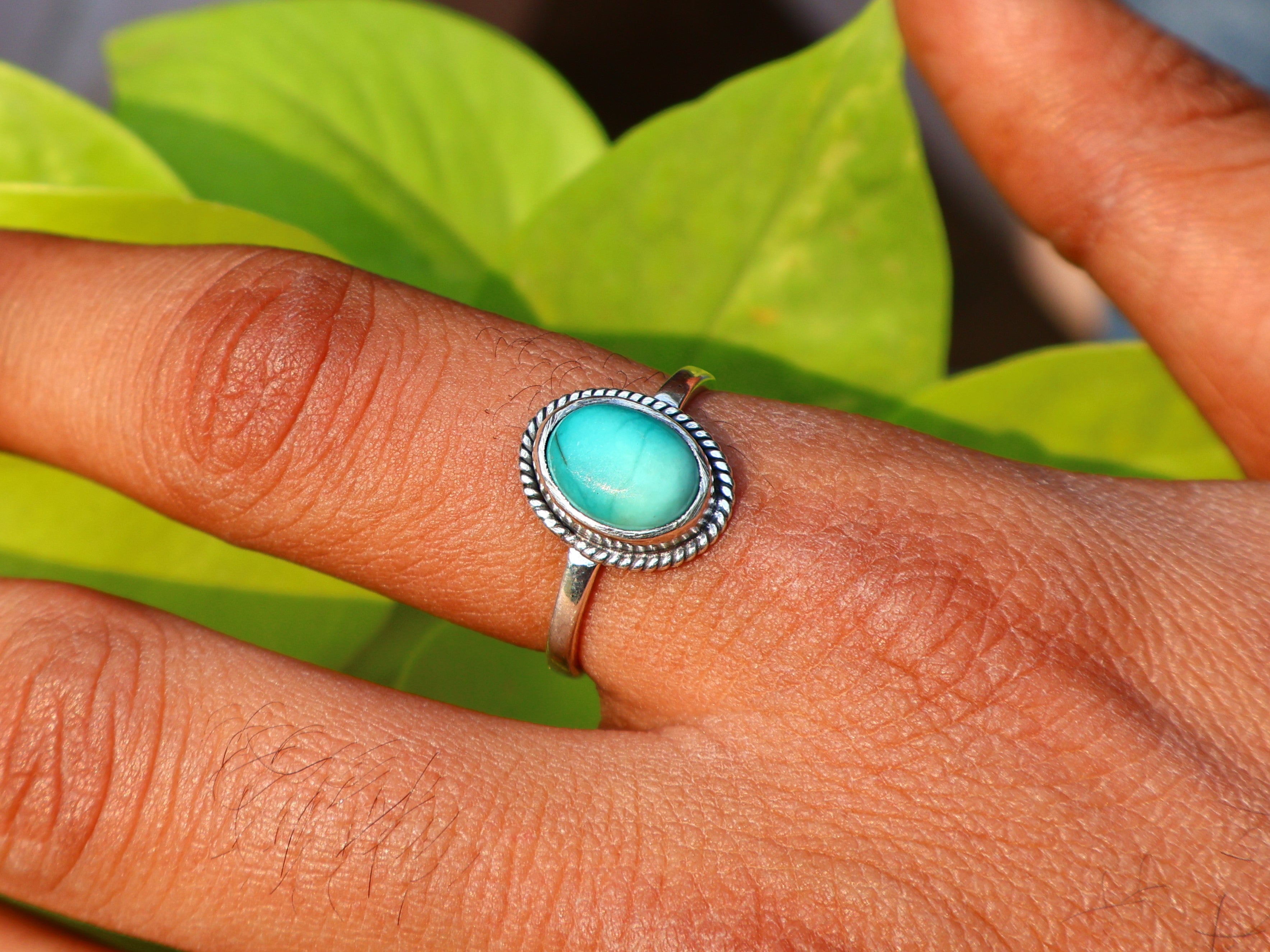 925 Sterling Silber Türkis Ring Handgemachter Damen Ring Böhmischer Ovaler Türkis Ring Blauer Stein Ring Geschenk Für Sie