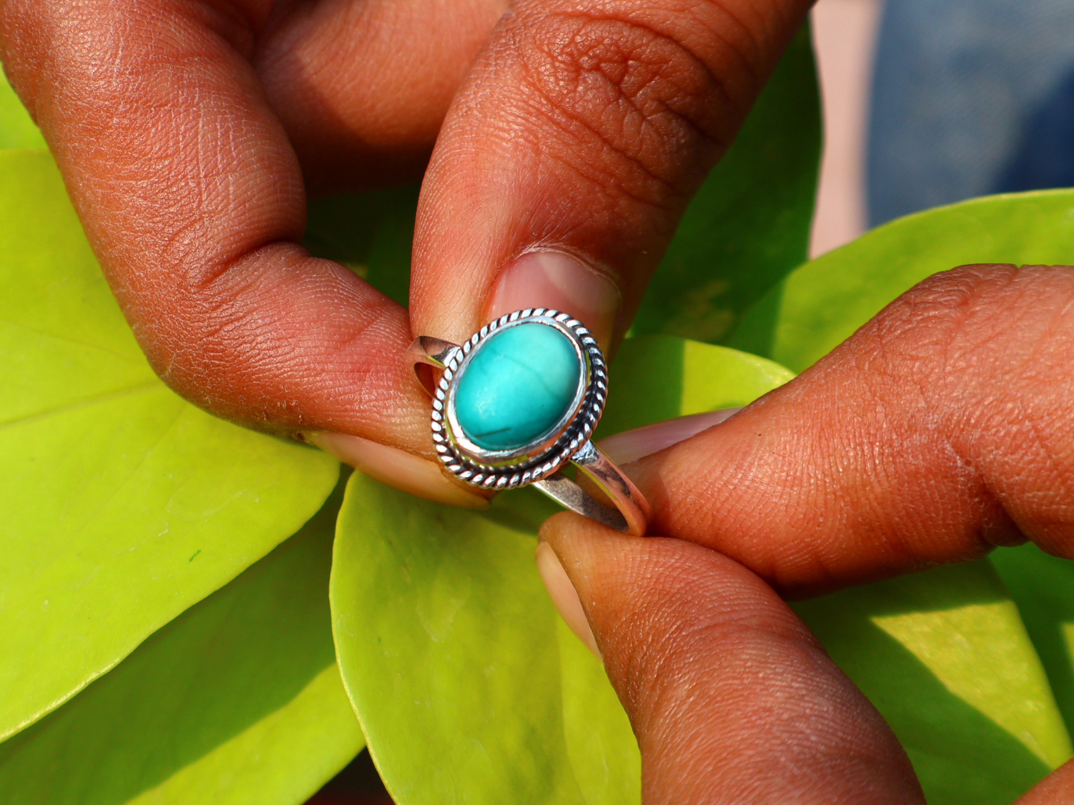 925 Sterling Silber Türkis Ring Handgemachter Damen Ring Böhmischer Ovaler Türkis Ring Blauer Stein Ring Geschenk Für Sie