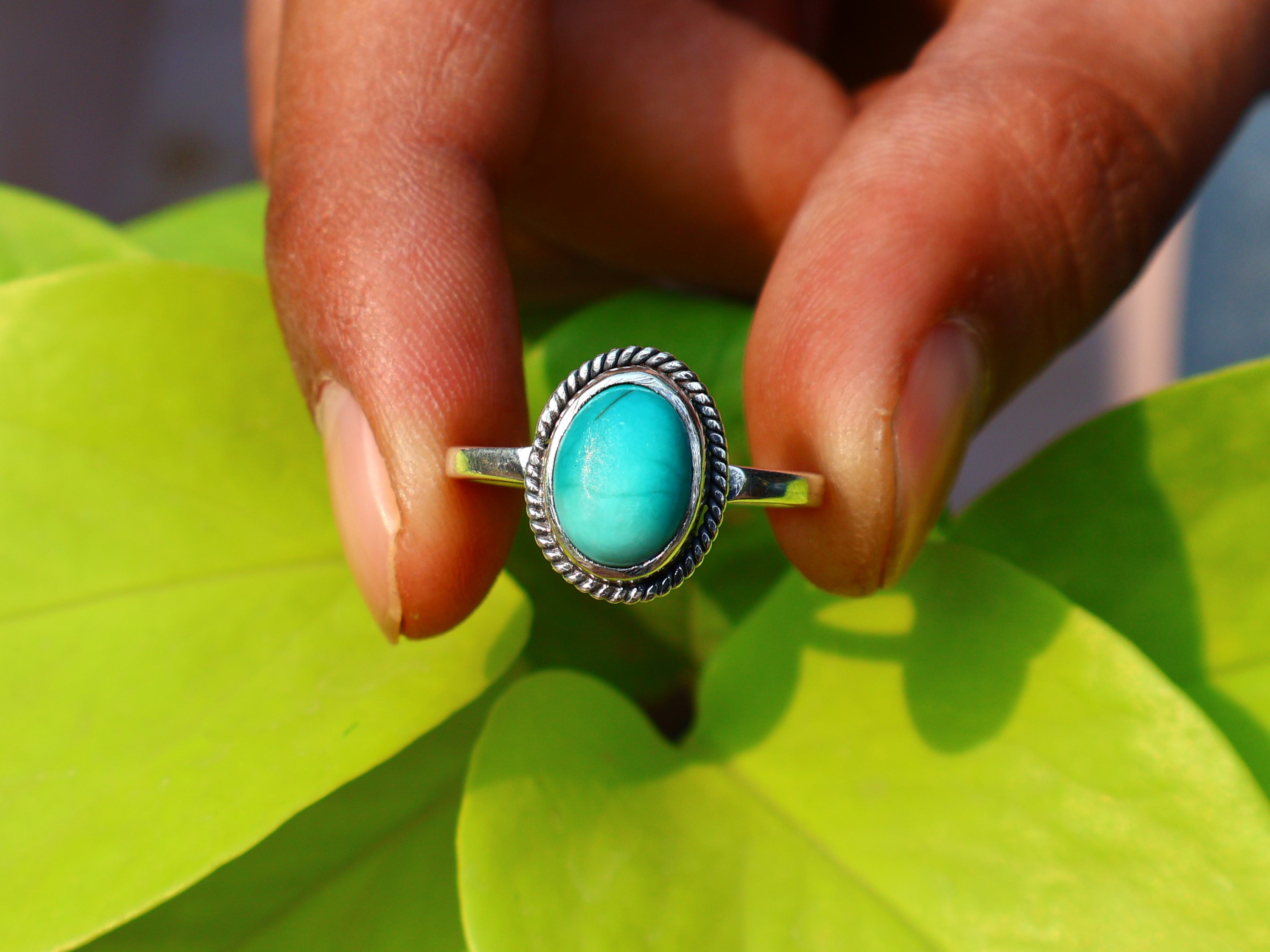 925 Sterling Silber Türkis Ring Handgemachter Damen Ring Böhmischer Ovaler Türkis Ring Blauer Stein Ring Geschenk Für Sie