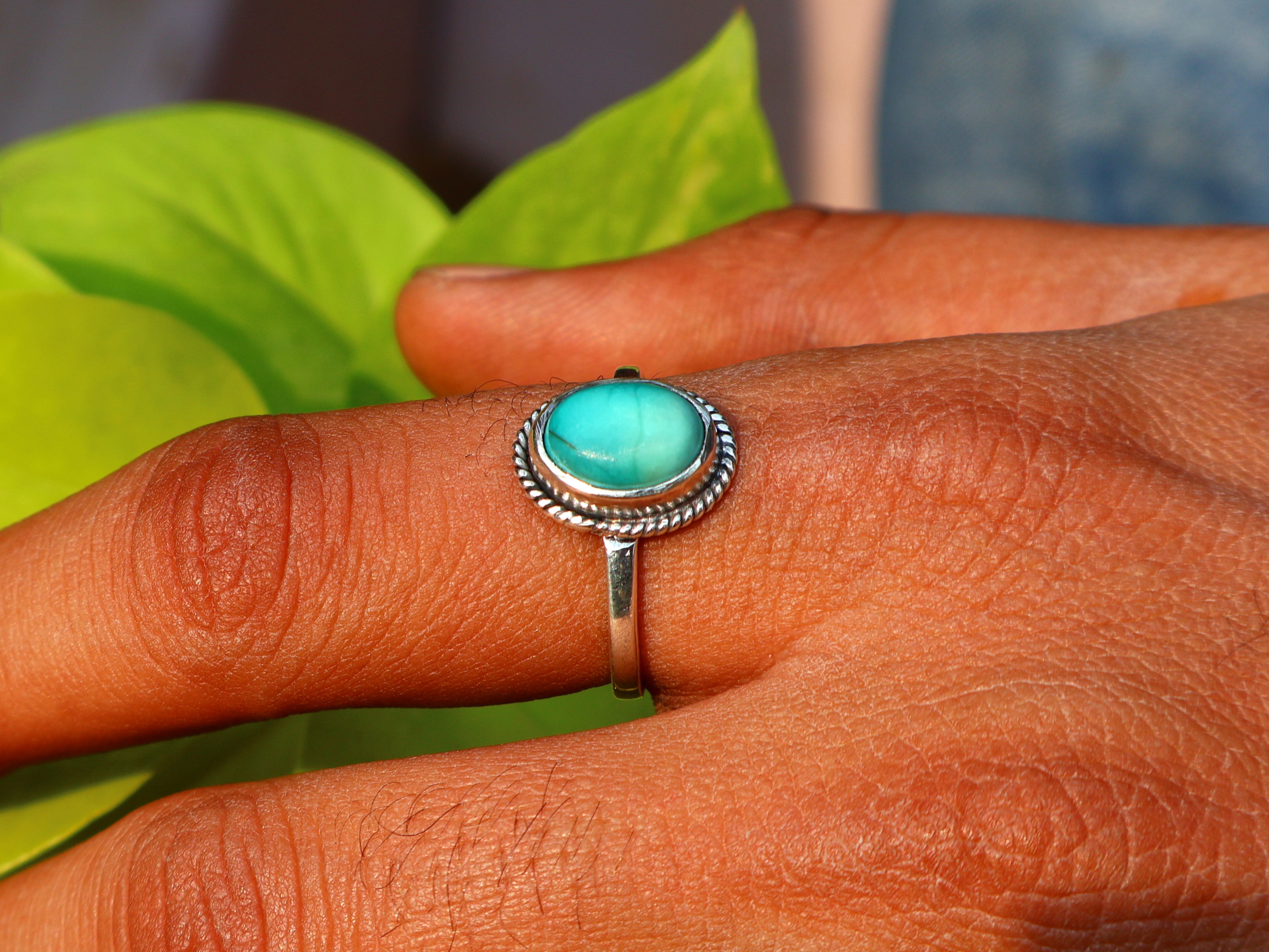 925 Sterling Silber Türkis Ring Handgemachter Damen Ring Böhmischer Ovaler Türkis Ring Blauer Stein Ring Geschenk Für Sie