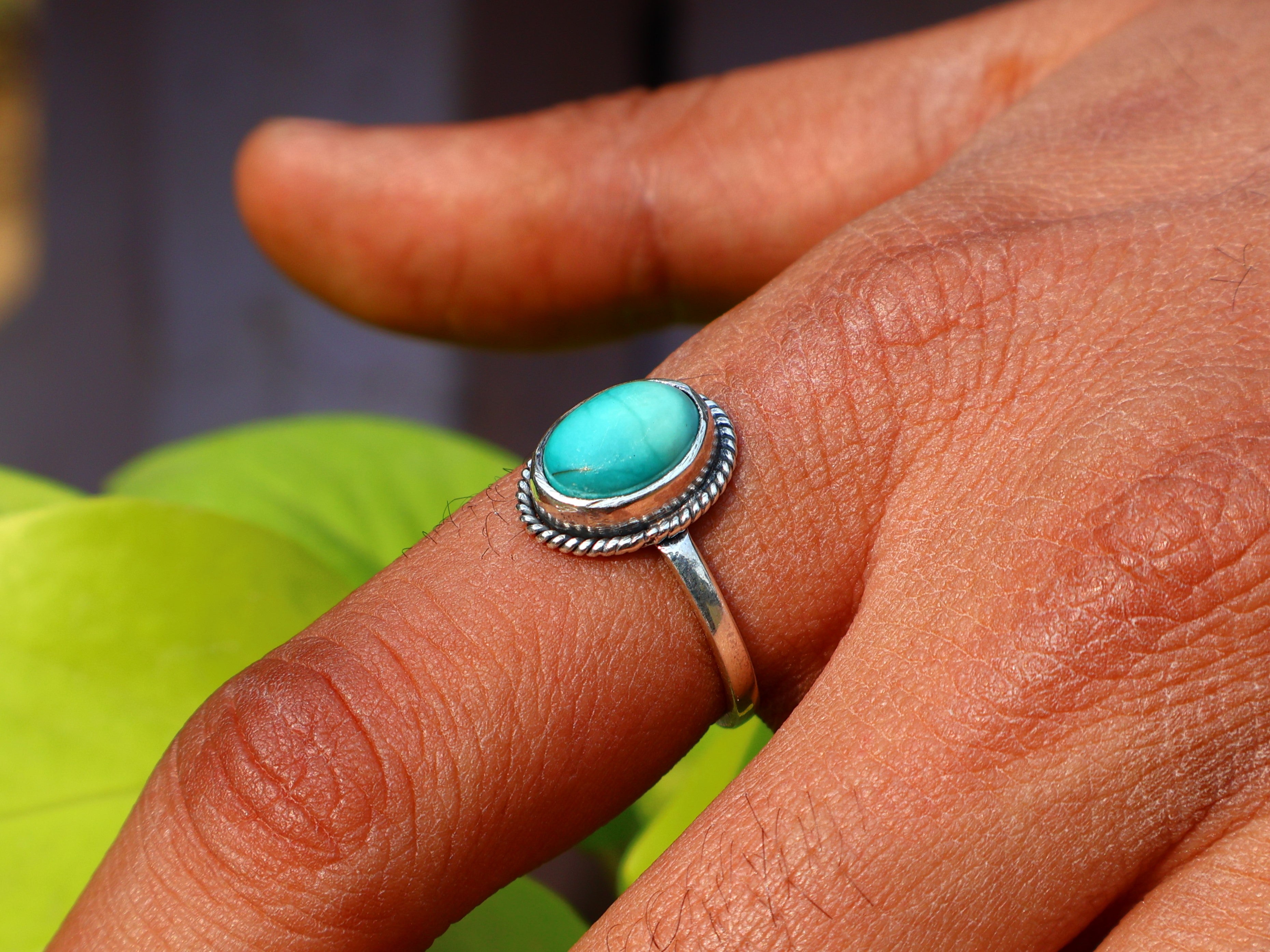 925 Sterling Silber Türkis Ring Handgemachter Damen Ring Böhmischer Ovaler Türkis Ring Blauer Stein Ring Geschenk Für Sie