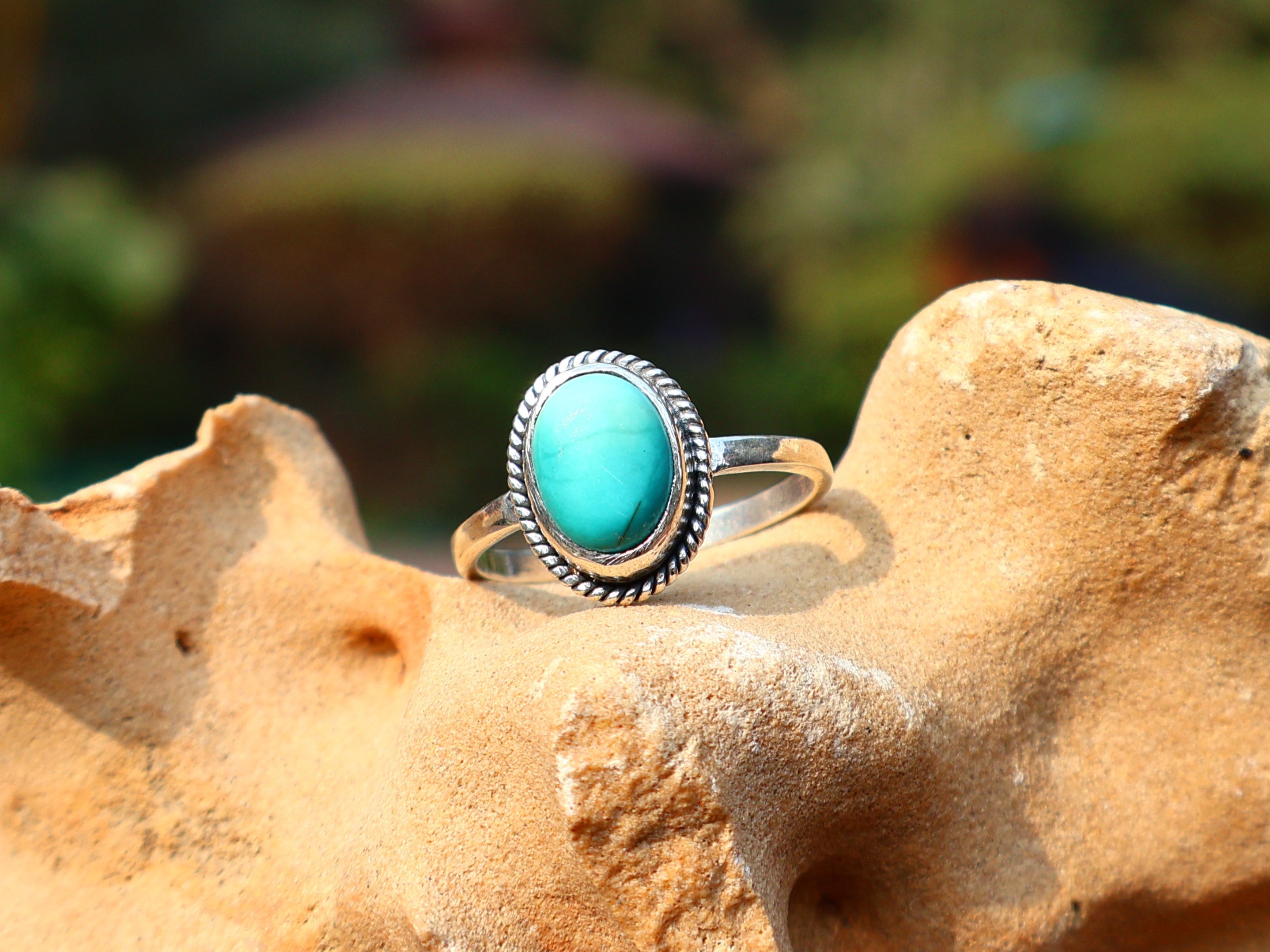 925 Sterling Silber Türkis Ring Handgemachter Damen Ring Böhmischer Ovaler Türkis Ring Blauer Stein Ring Geschenk Für Sie