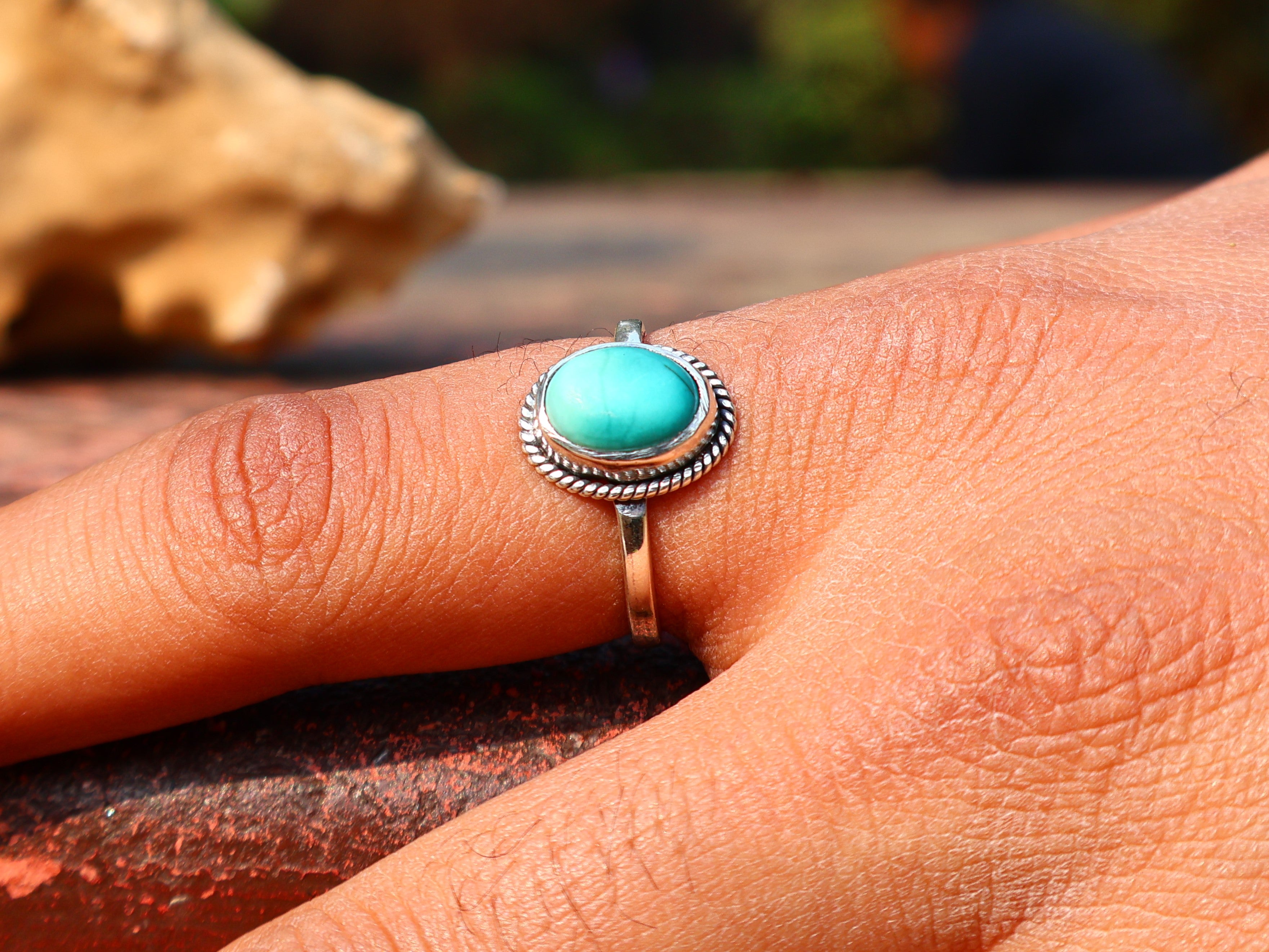 925 Sterling Silber Türkis Ring Handgemachter Damen Ring Böhmischer Ovaler Türkis Ring Blauer Stein Ring Geschenk Für Sie